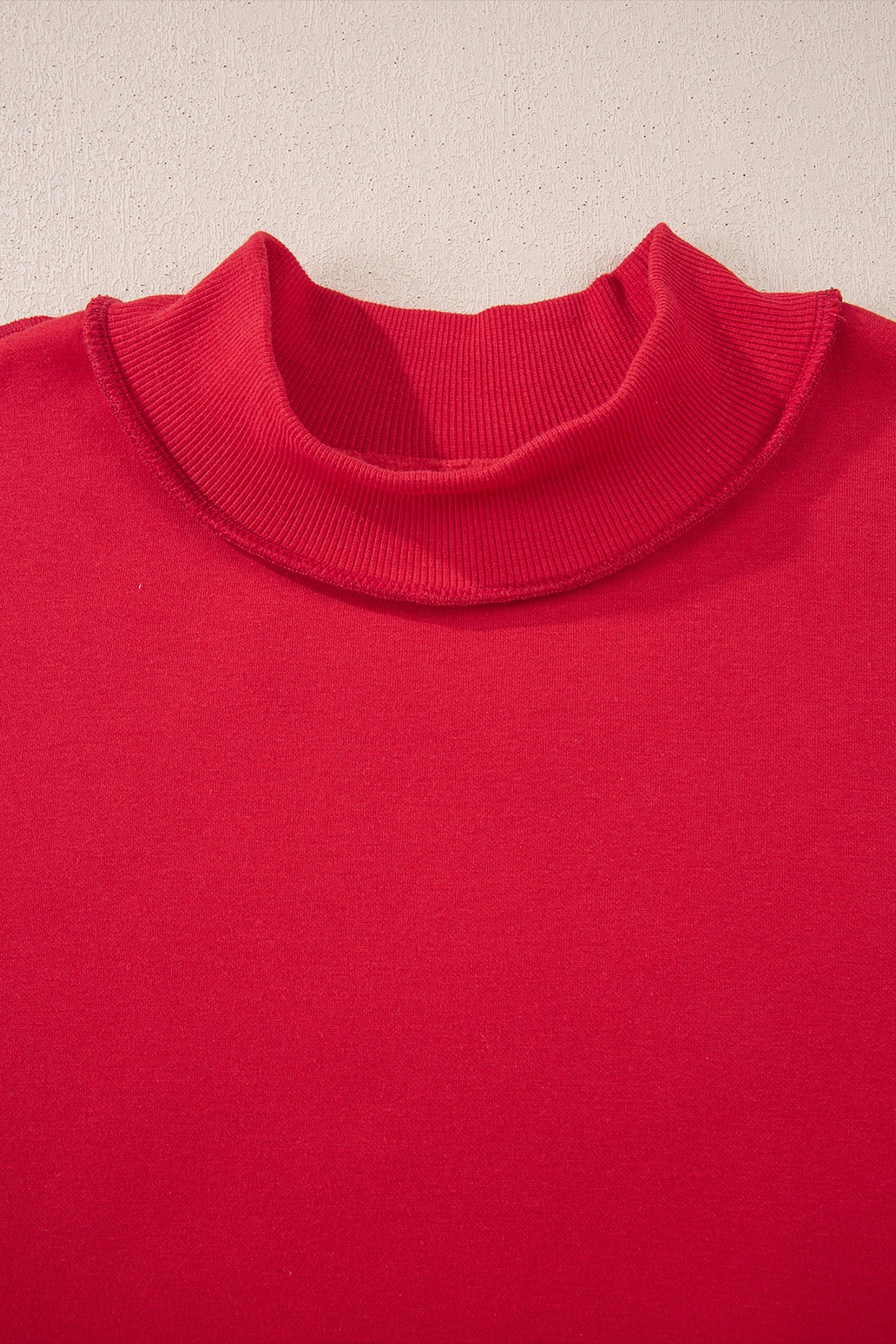 Solid Mock Neck Drop Shoulder Oversize Sweatshirt