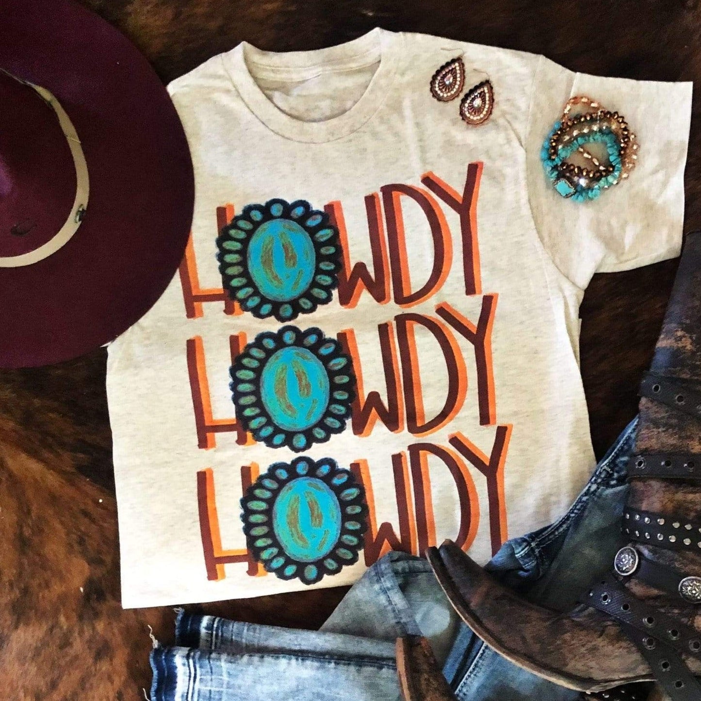 Howdy Turquoise Graphic Tee