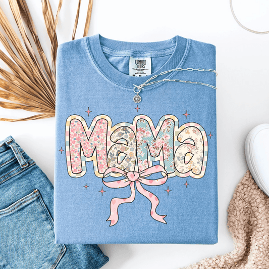 Floral & Checkered Mama Graphic Tee