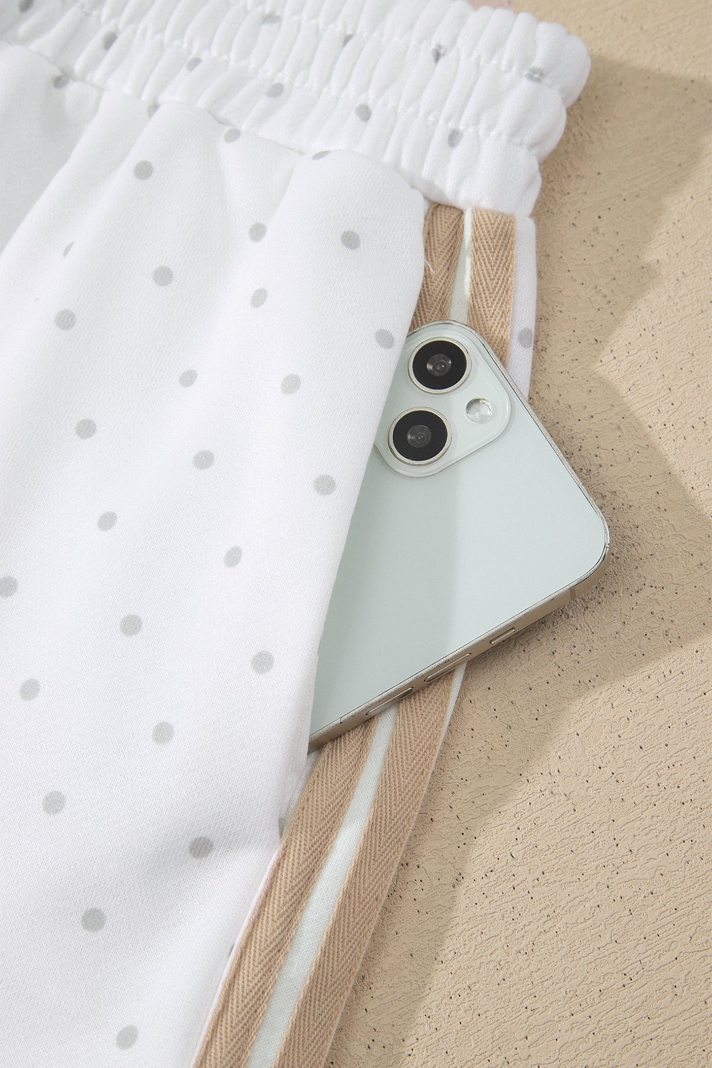 Polka Dot Side Stripe Detail Sweatshirt & Shorts Set