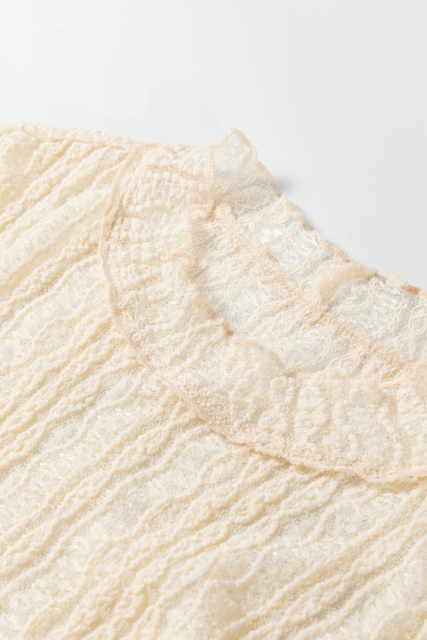 Lace Mock Neck Flounce Long Sleeve Top
