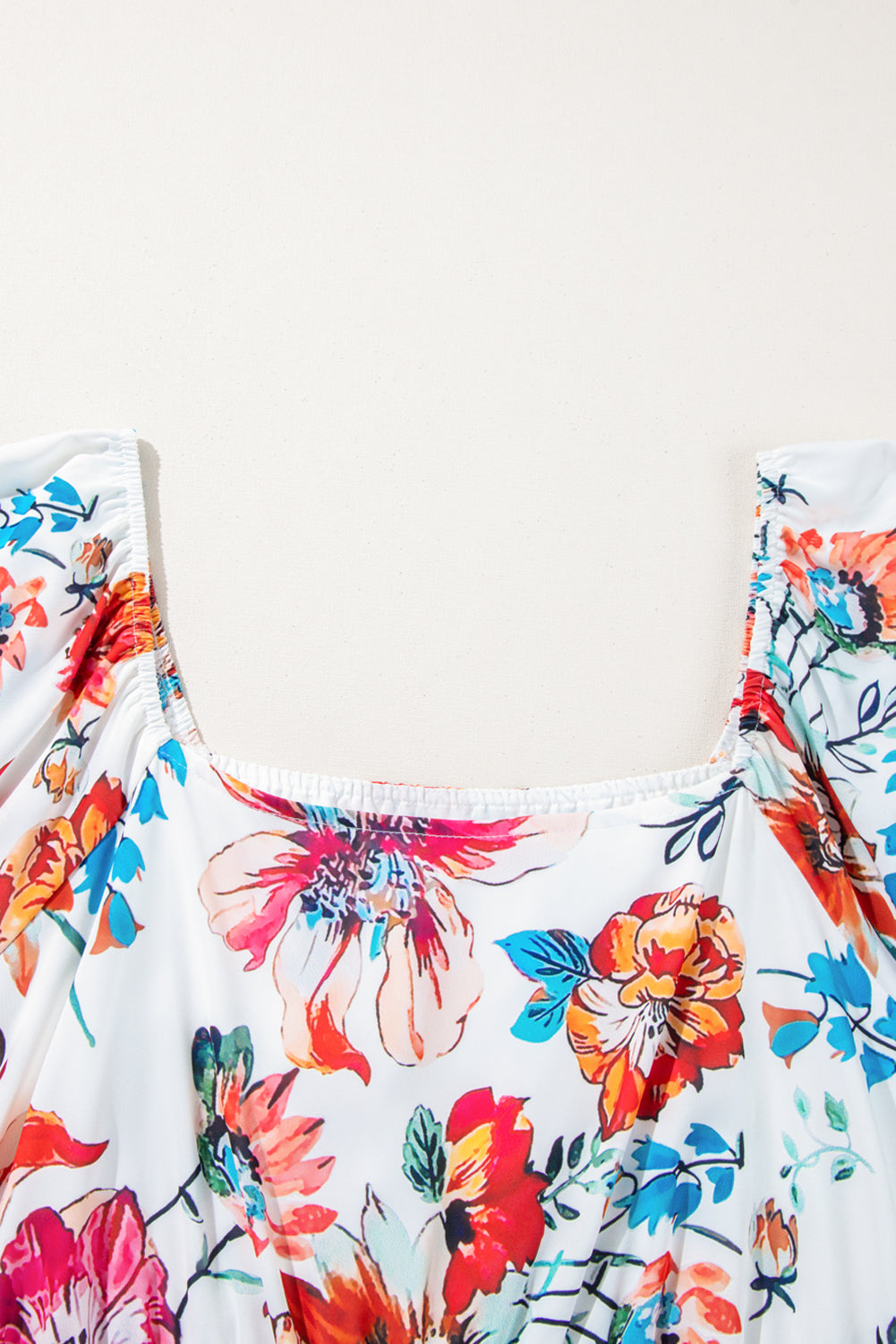 Plus Size Floral Puff Sleeve Midi Dress