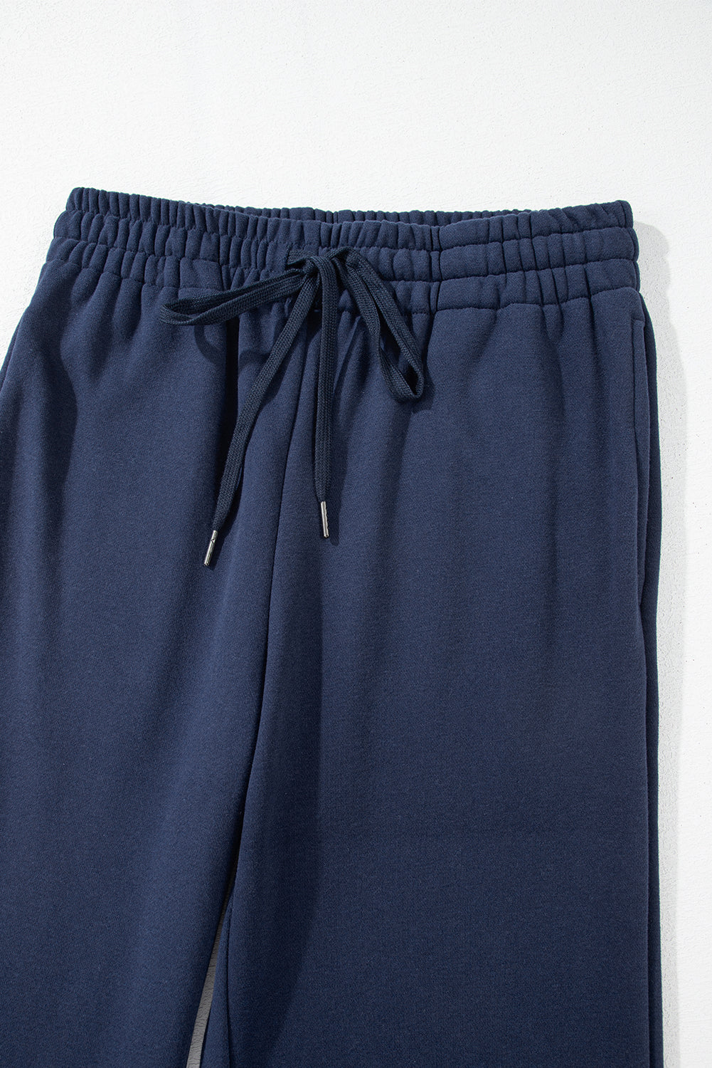 Solid Fleece-Lined Drawstring Waist Pants