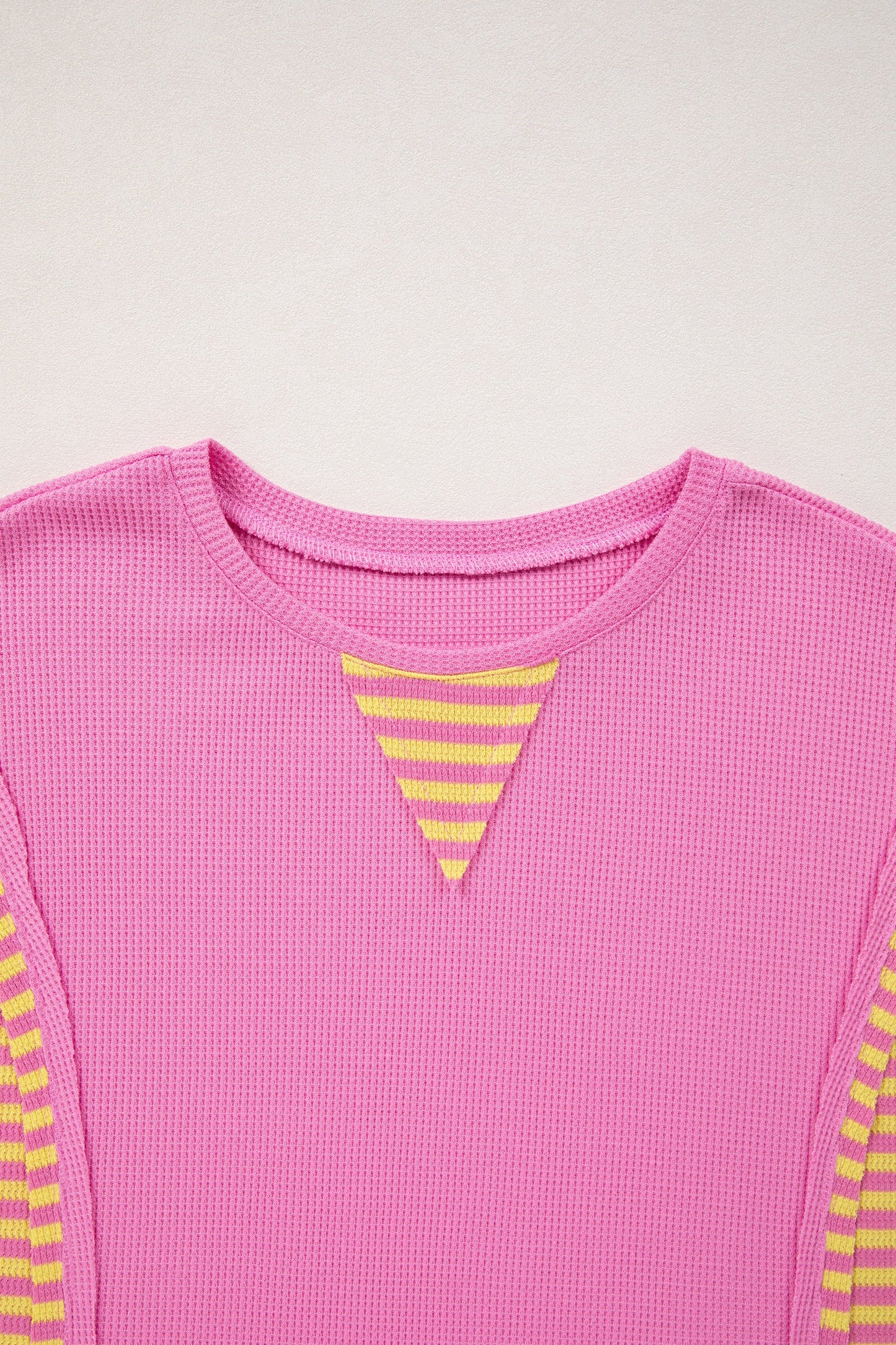 Stripe Patchwork Waffle Knit Loose T-Shirt