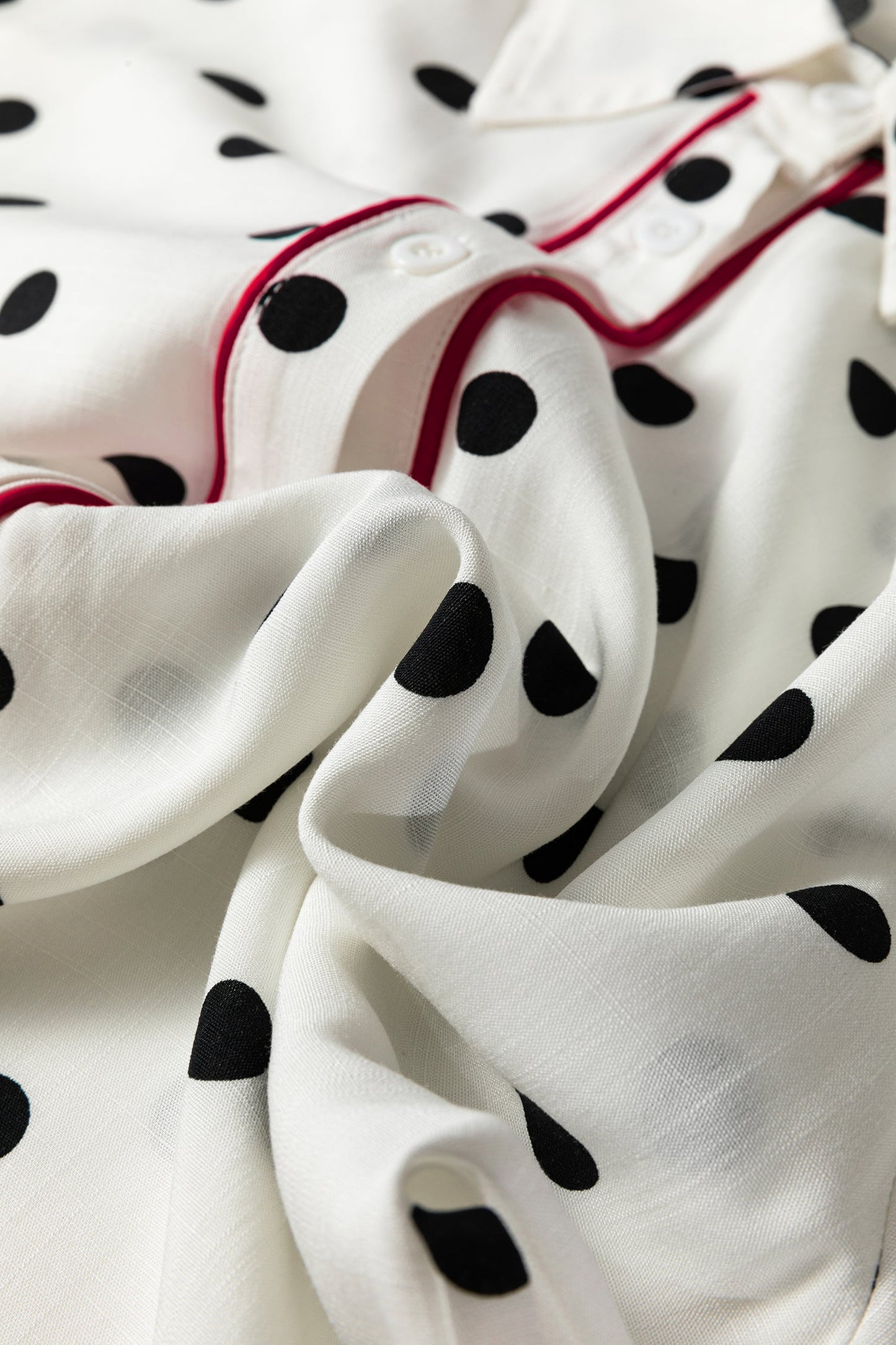 Polka Dot Collared Long Sleeve Buttoned Shirt