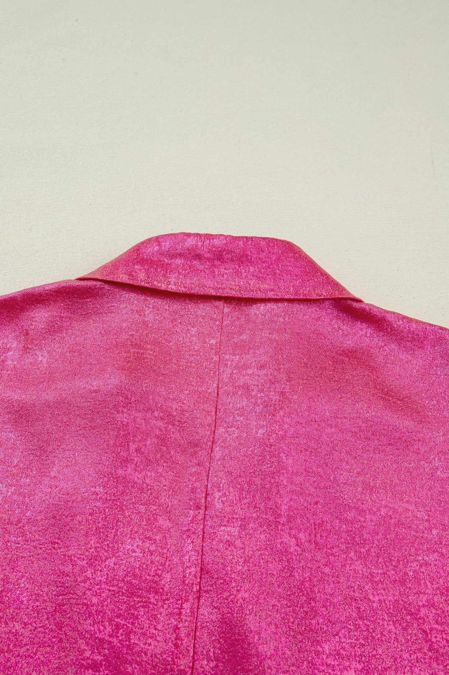 Metallic Collared V-Neck 3/4 Sleeve Top