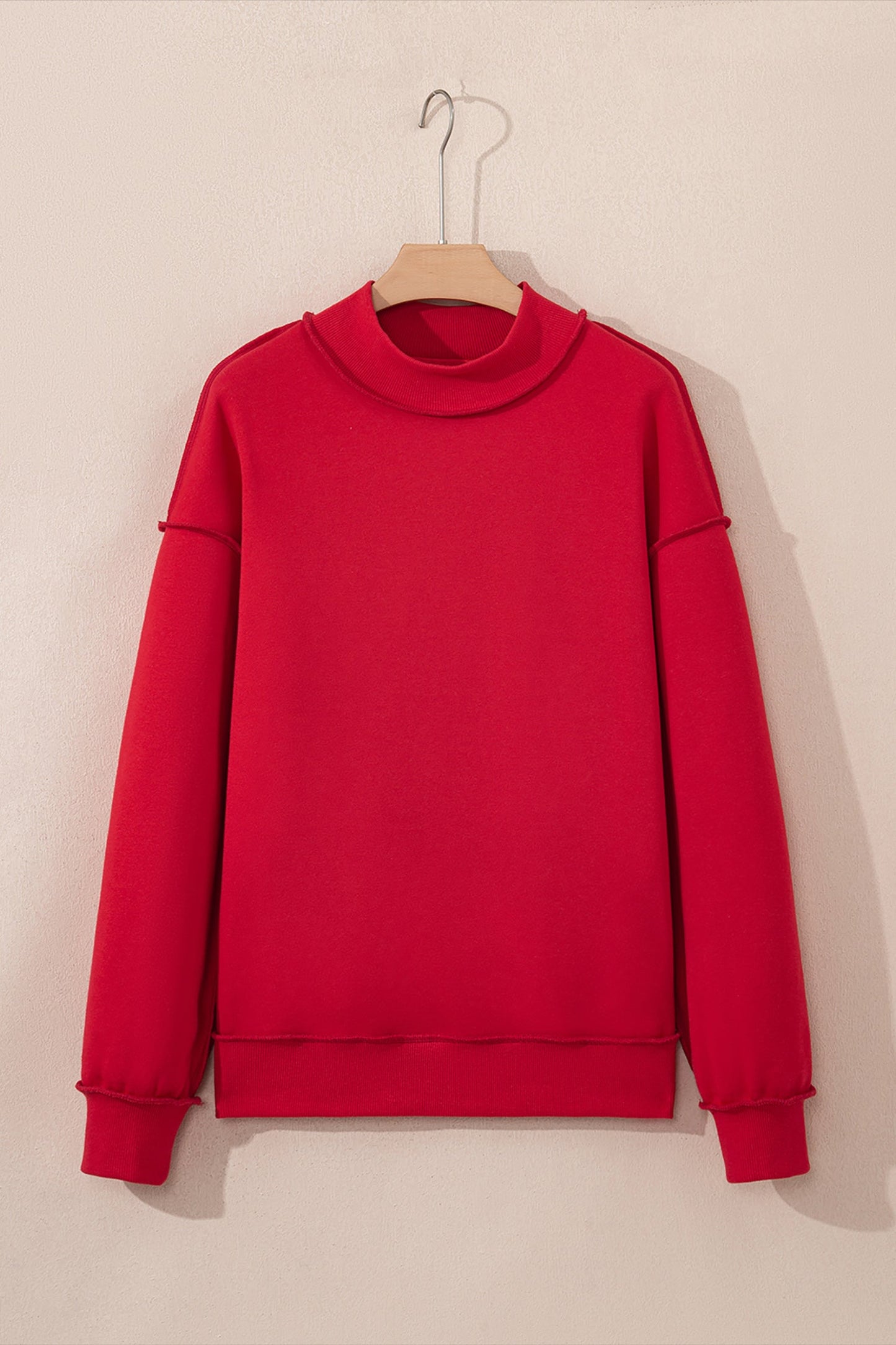 Solid Mock Neck Drop Shoulder Oversize Sweatshirt