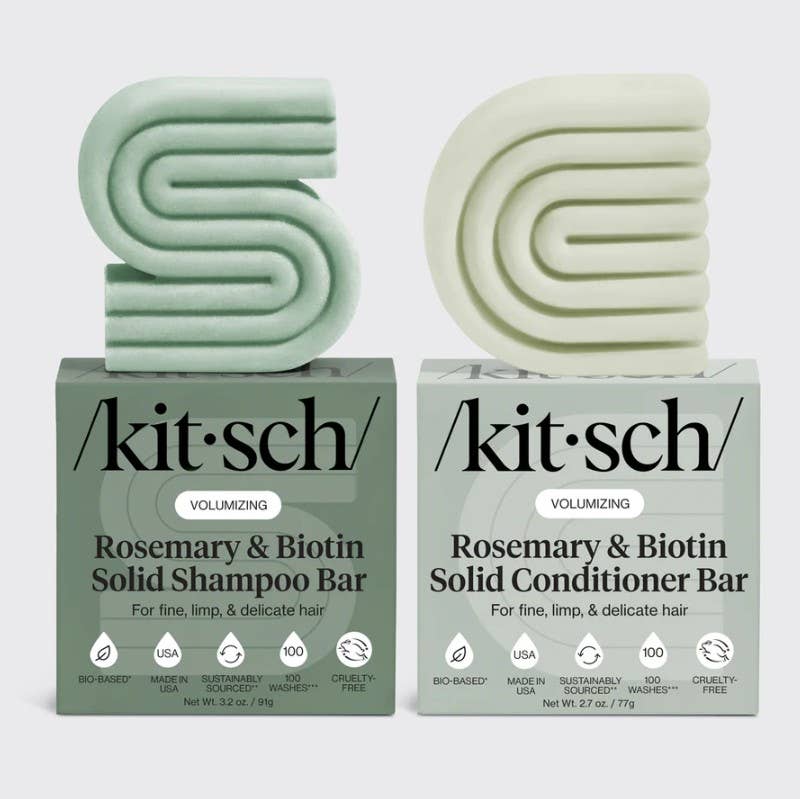 Rosemary & Biotin Volumizing Shampoo & Conditioner Bar Combo by KITSCH