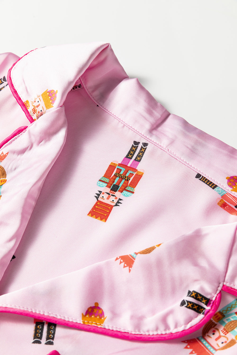 Nutcracker Contrast Trim Tied-Up Bow Pajama Set