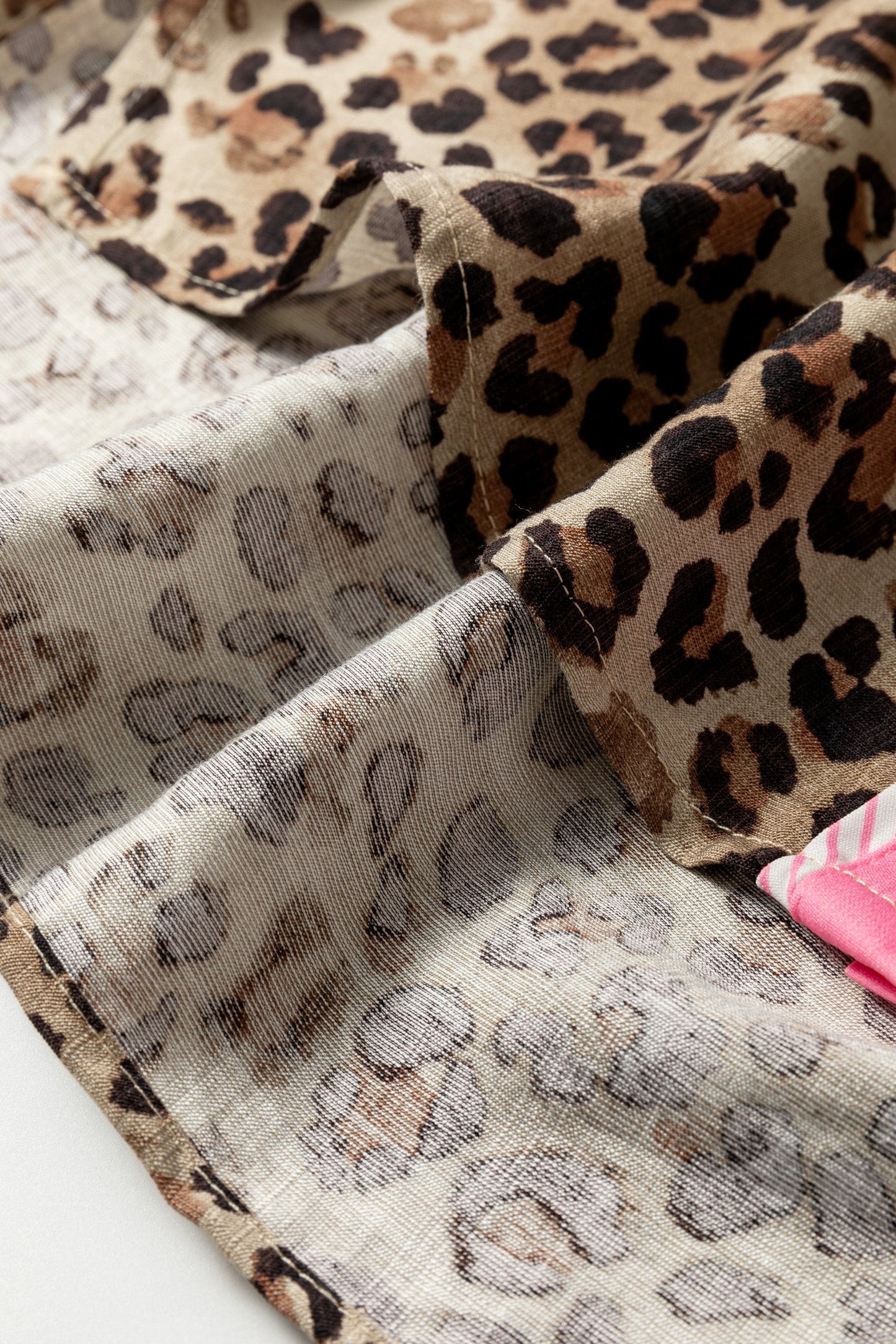 Leopard Contrast Trim Short Sleeve Shirt