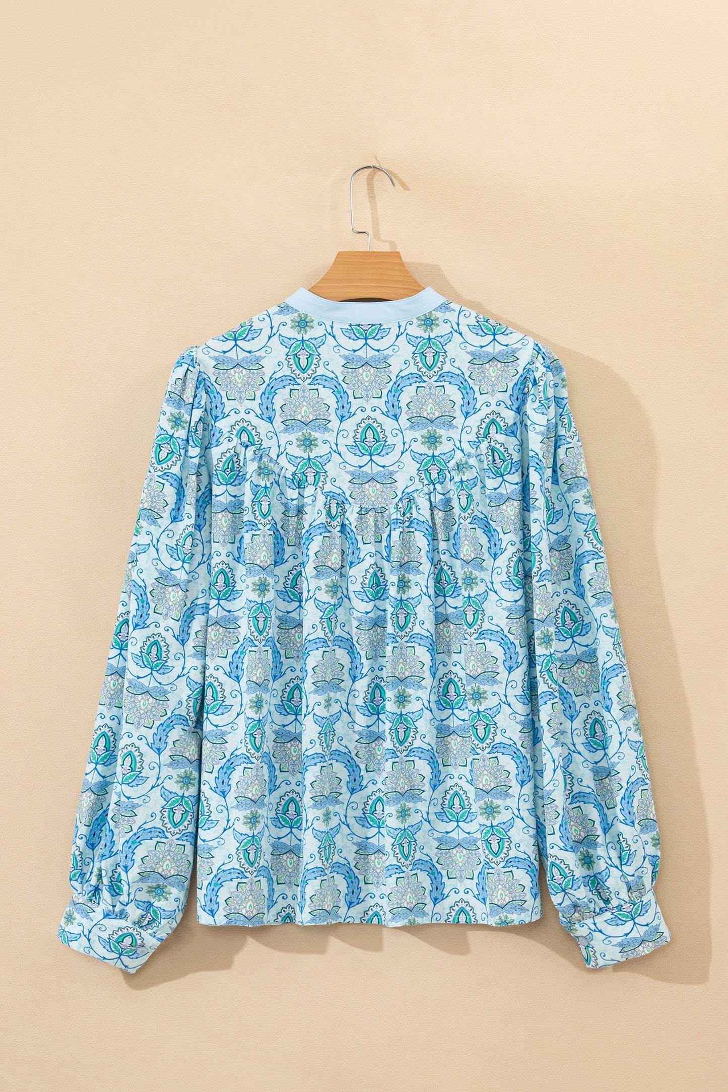 Paisley Long Puff Sleeve Buttoned Shirt