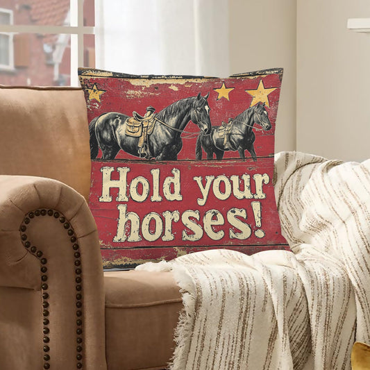 Baha Ranch Hold Your Horses Velvety Soft Pillow Case Made in America