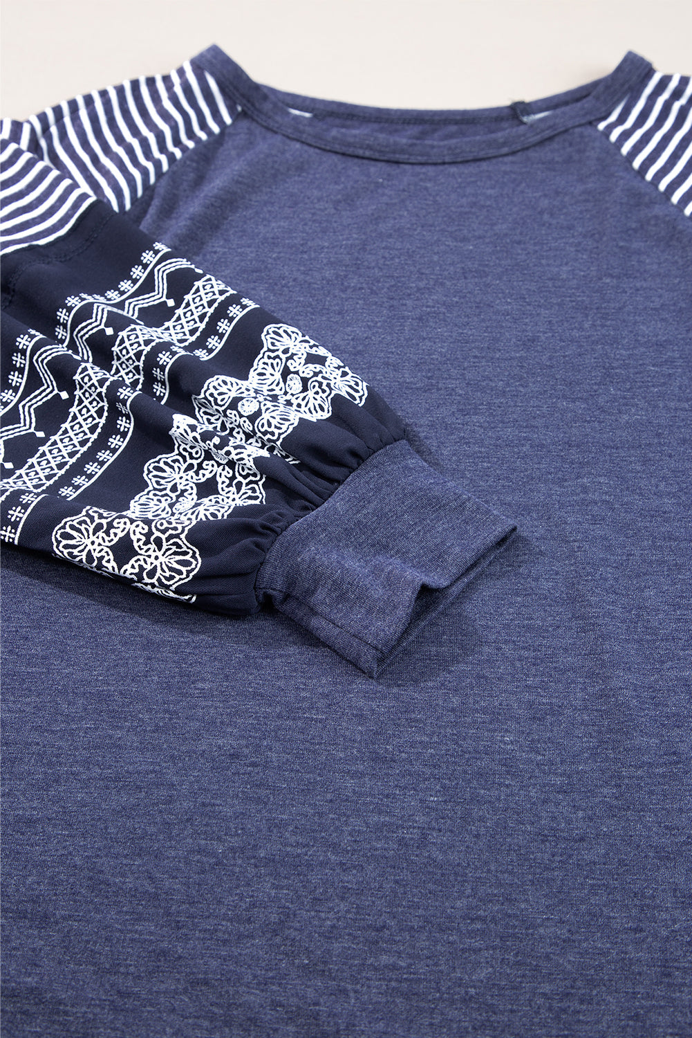 Stripe Patchwork Raglan Long Sleeve Top