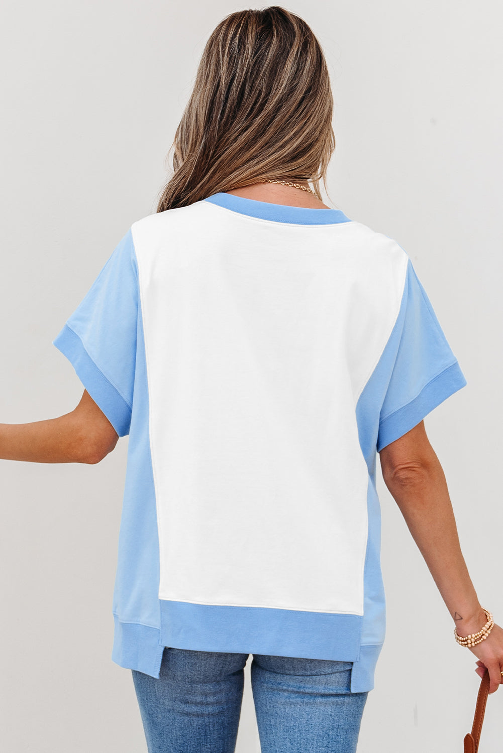 Colorblock Exposed Seam Crew-Neck T-Shirt