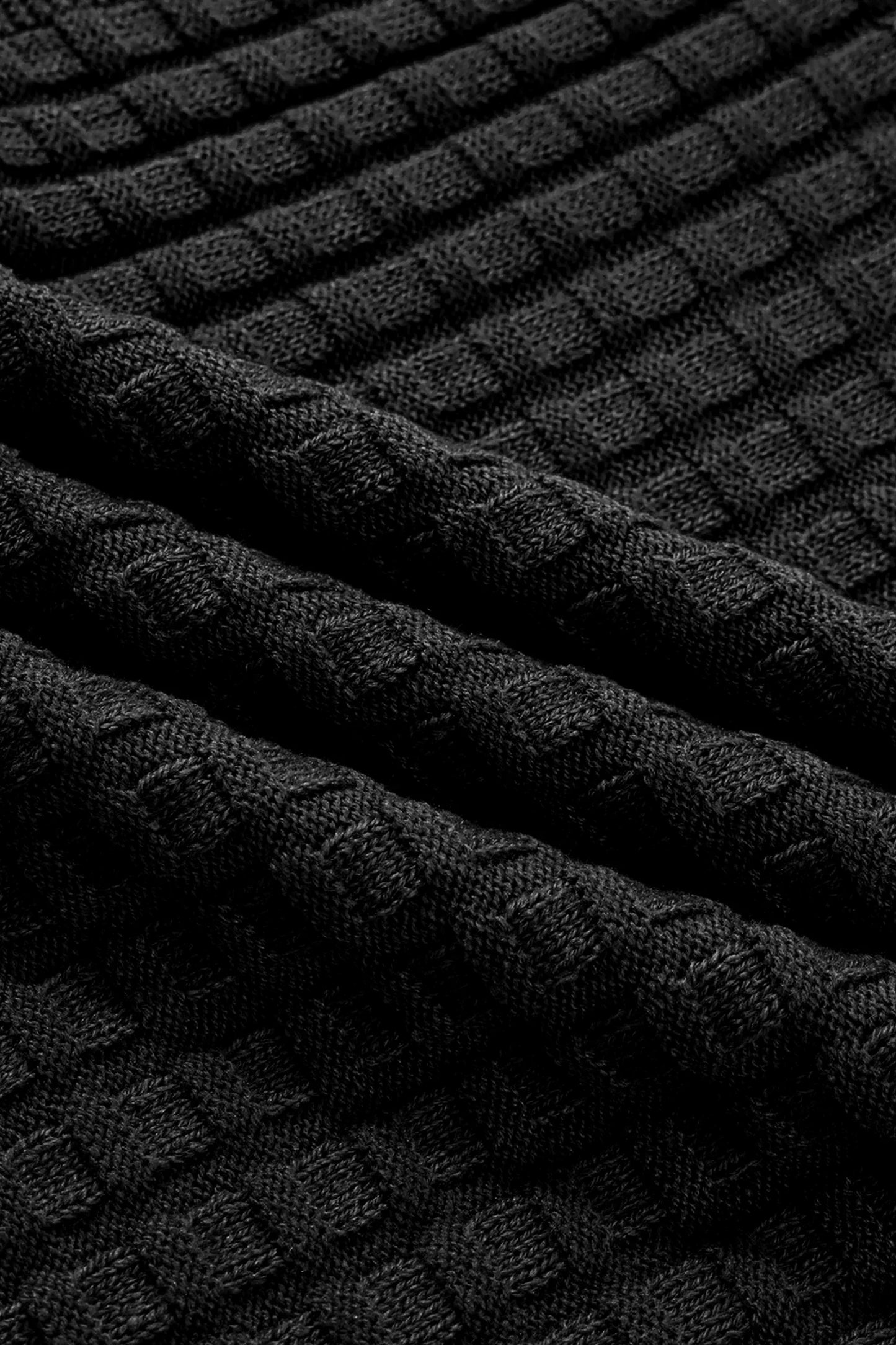 Solid Textured Round Neck Short Sleeve Sweater
