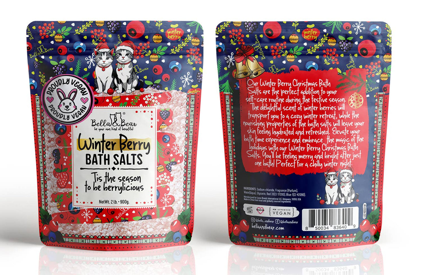 Winter Berry Holiday Bath Salts | Bath Soak | Xmas 2lb Packs