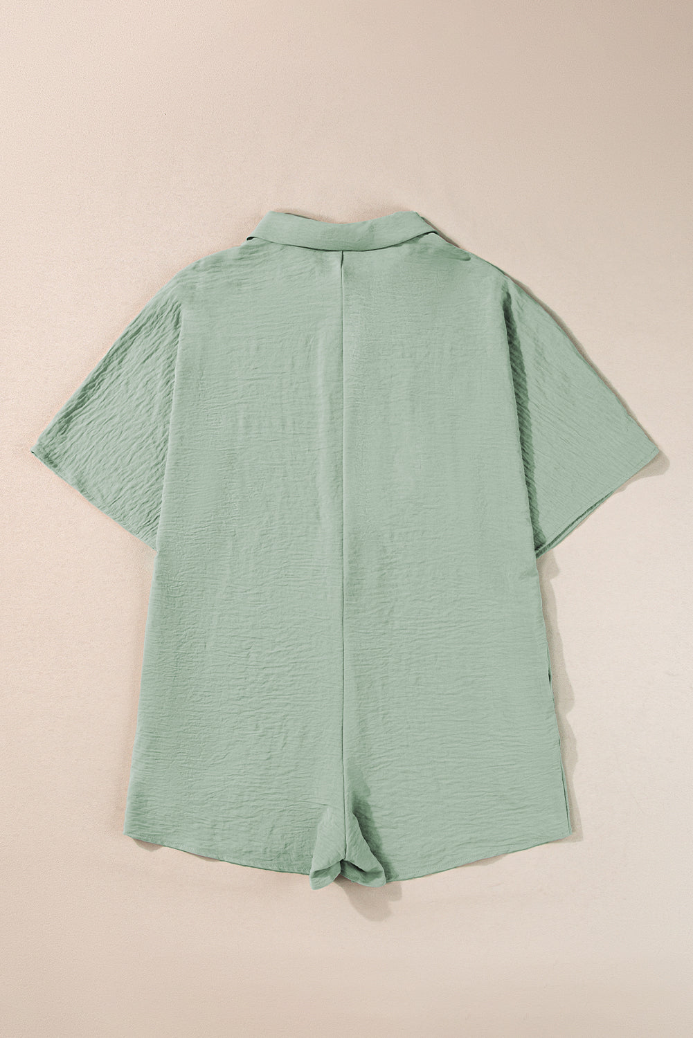 Half Button Collared Loose Romper w/ Pockets