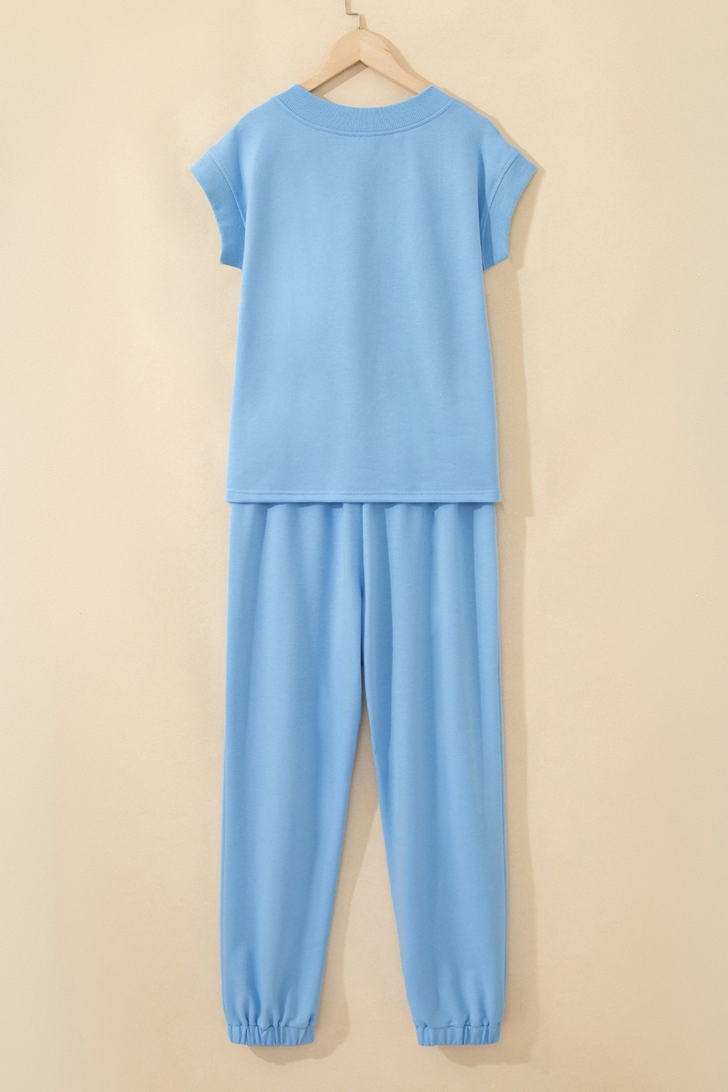 Solid V-Neck Tee & Drawstring Pants Set