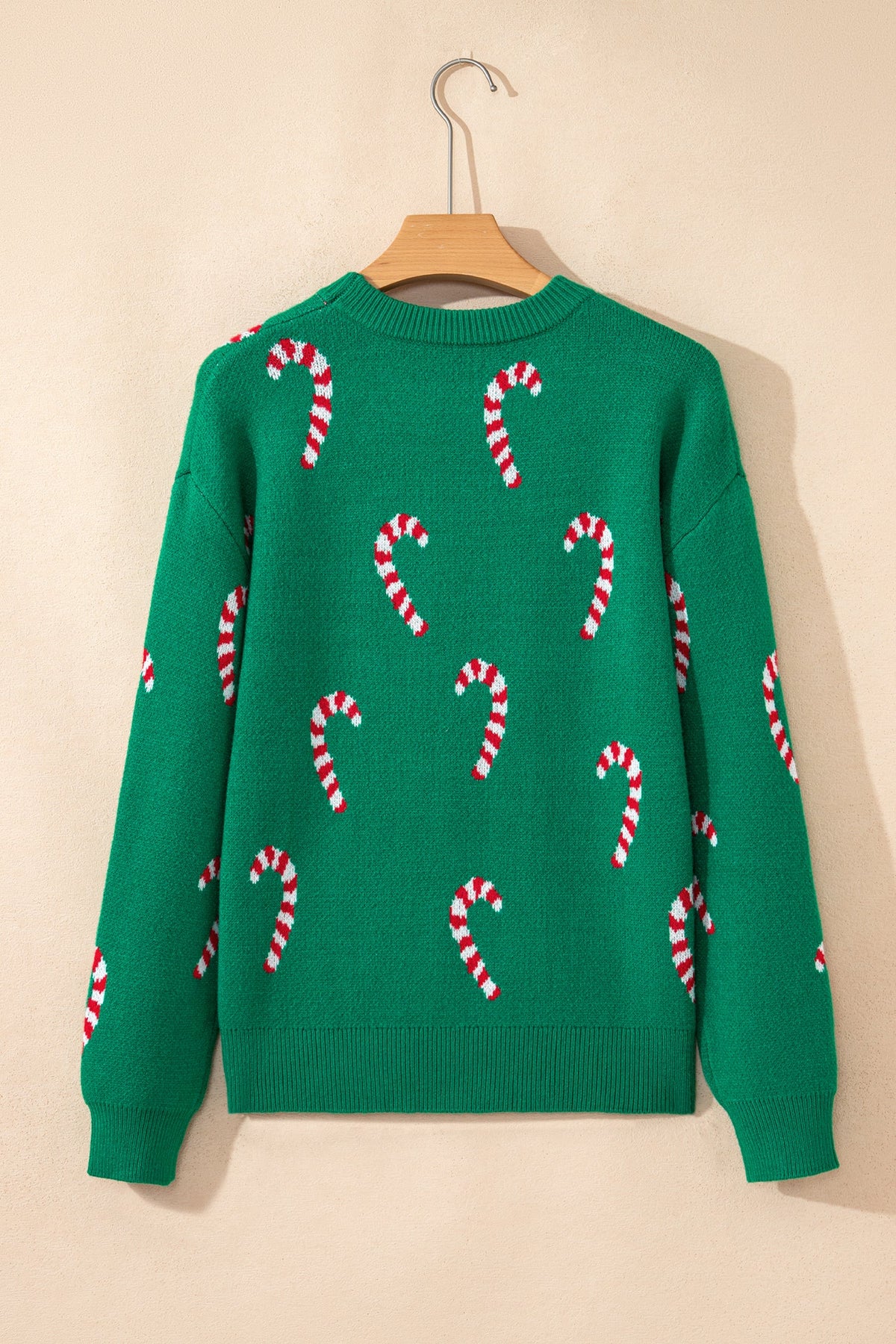Christmas Candy Cane Drop Shoulder Sweater