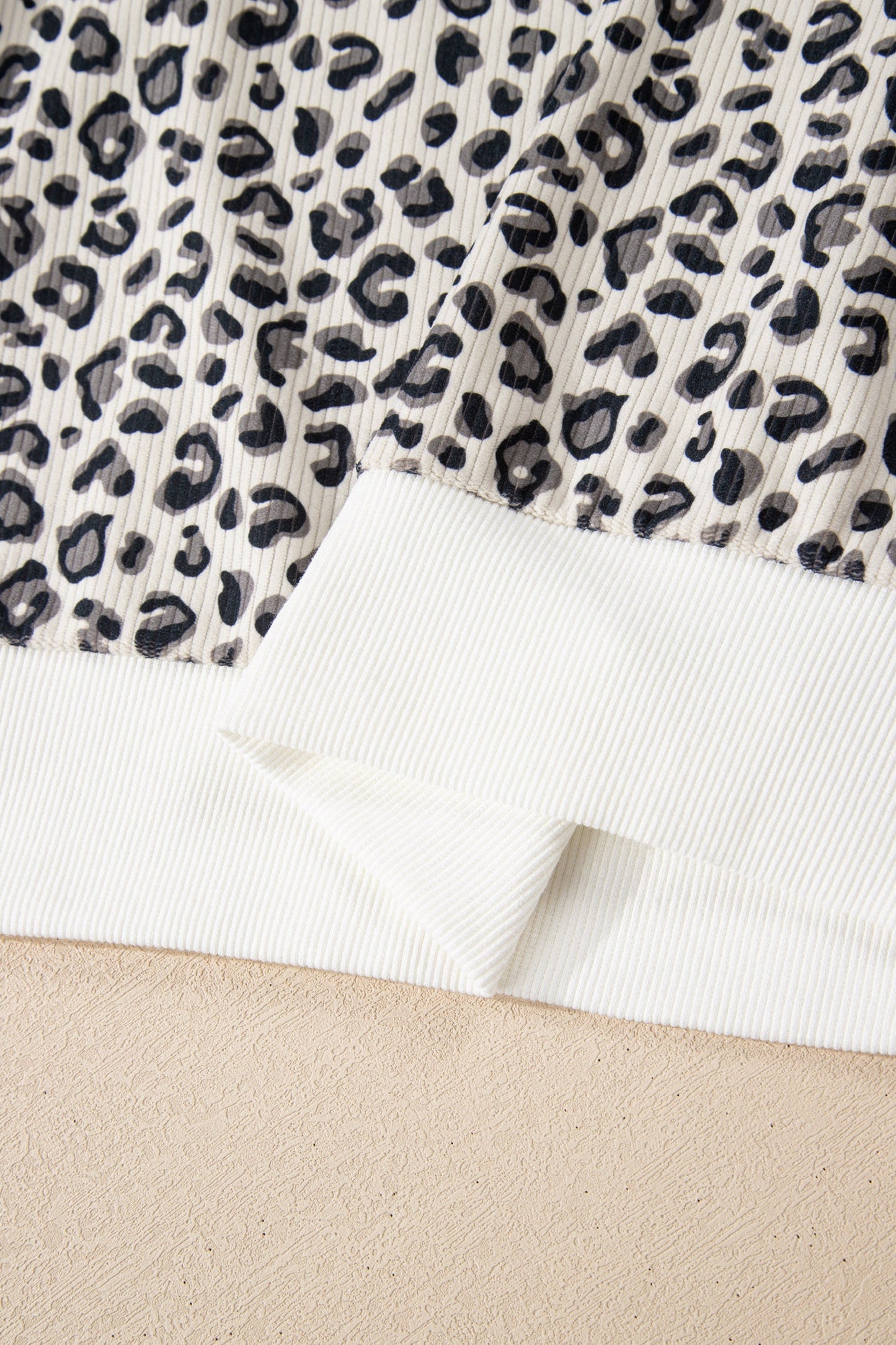 Leopard Corduroy Quarter-Zip Sweatshirt