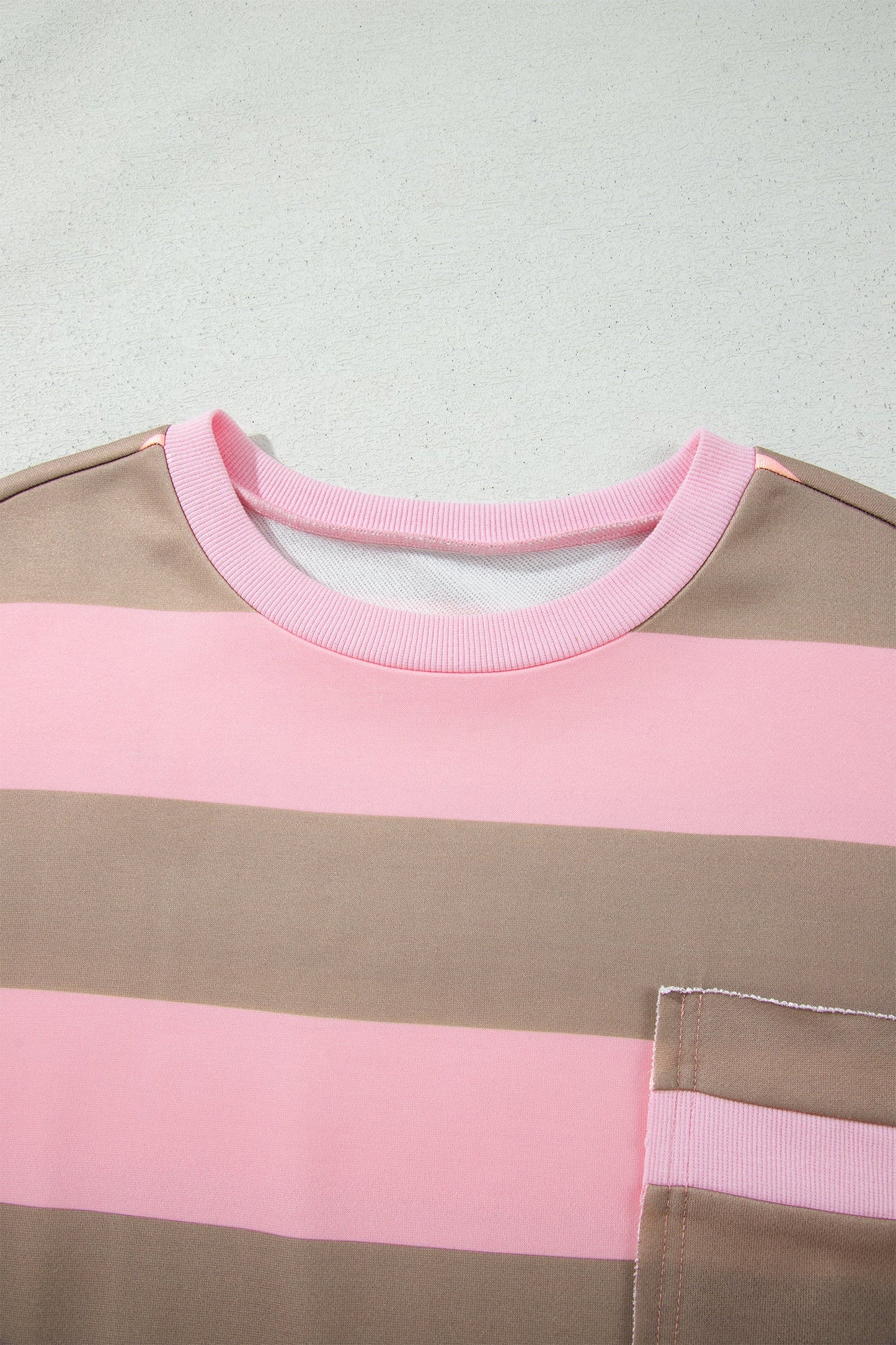 Stripe Colorblock Patch Pocket Long Sleeve Oversized Sweatshirt