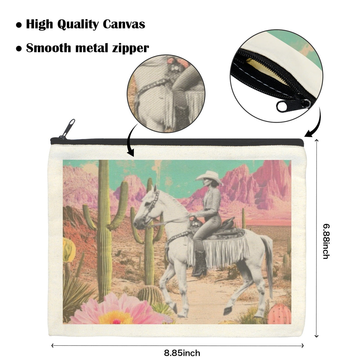 Cowgirl Pack of 5 bags Cosmetic Bag Desert Cowgirl Made in America
