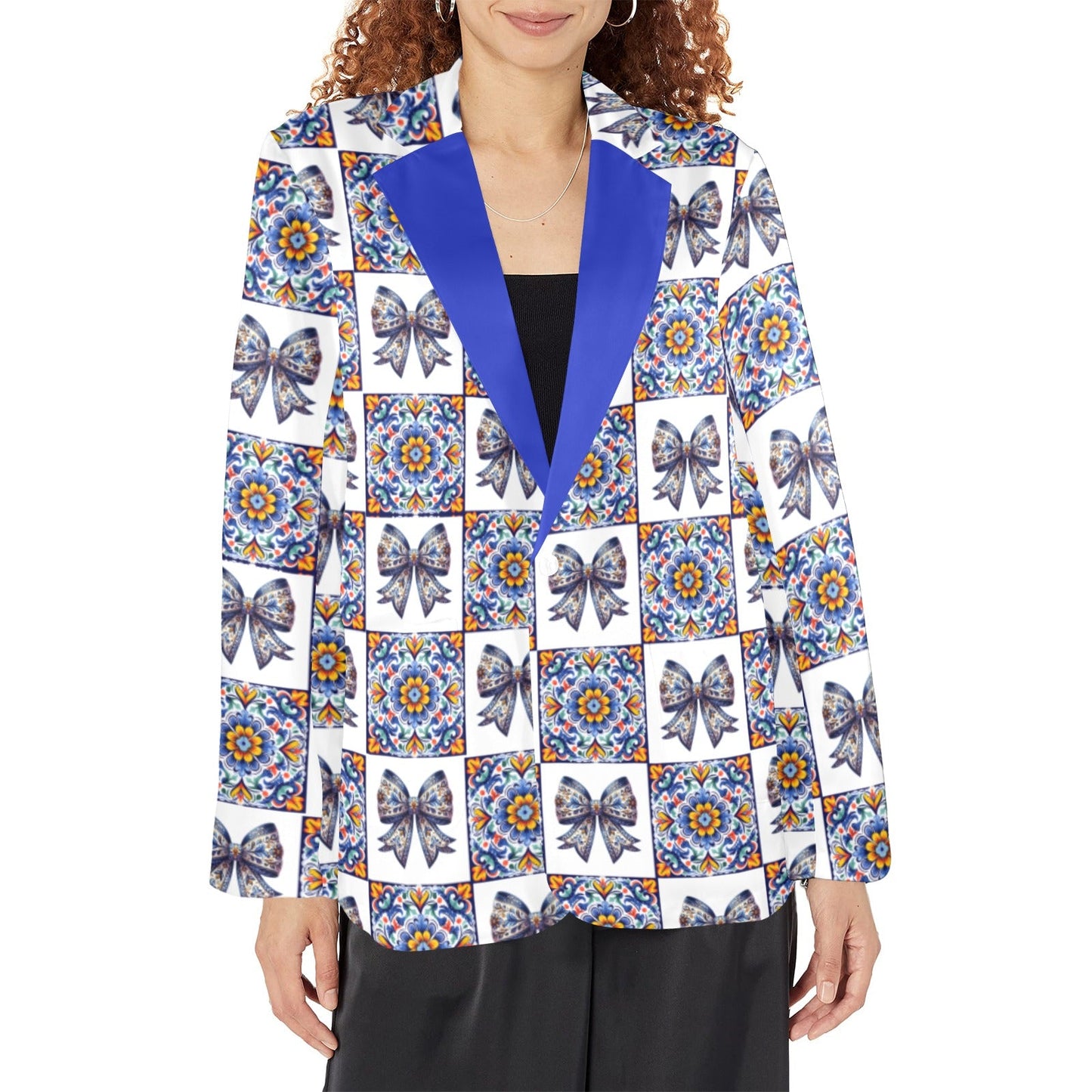 Blue Bow Talavera Floral Blazer