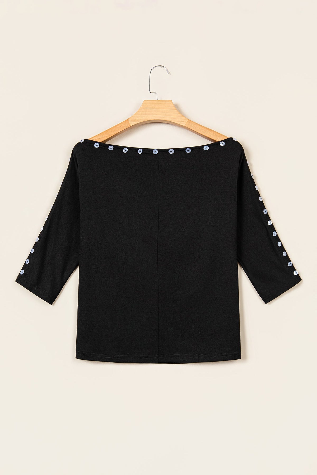 Solid Buttoned Off Shoulder 3/4 Sleeve Top
