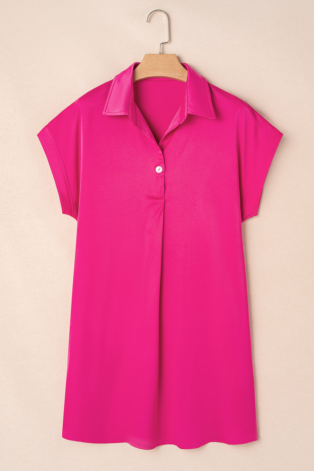 Buttoned Collar Shift T-Shirt Mini Dress
