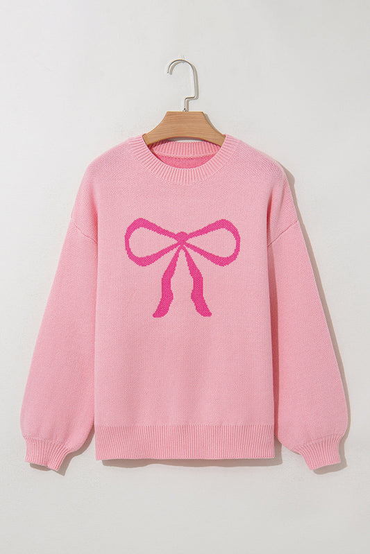 Bow Valentine Long Sleeve Crewneck Sweater