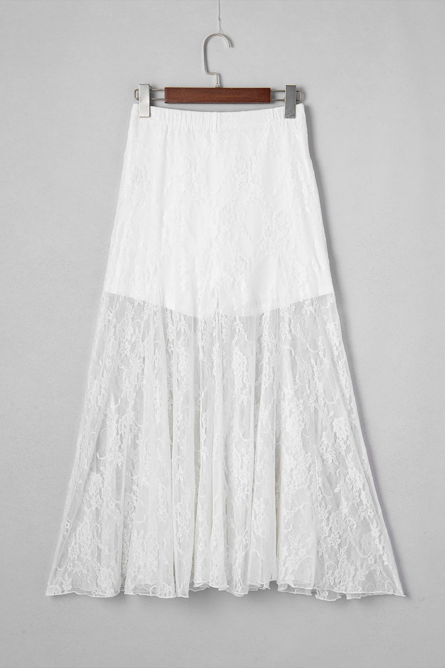 Floral Sheer Lace Flowy Maxi Skirt