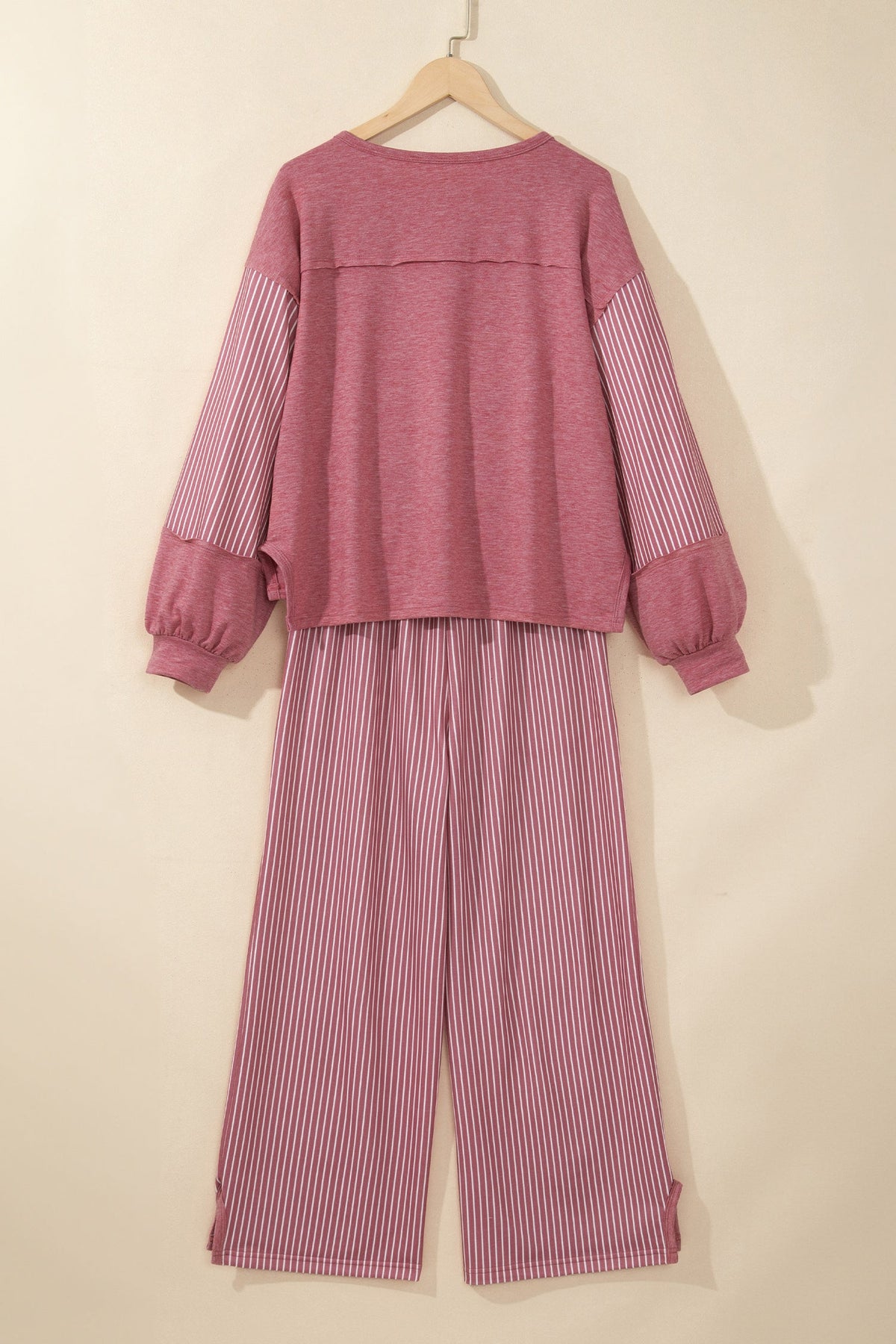 Stripe Patchwork Raw Seam Top & Pants Set