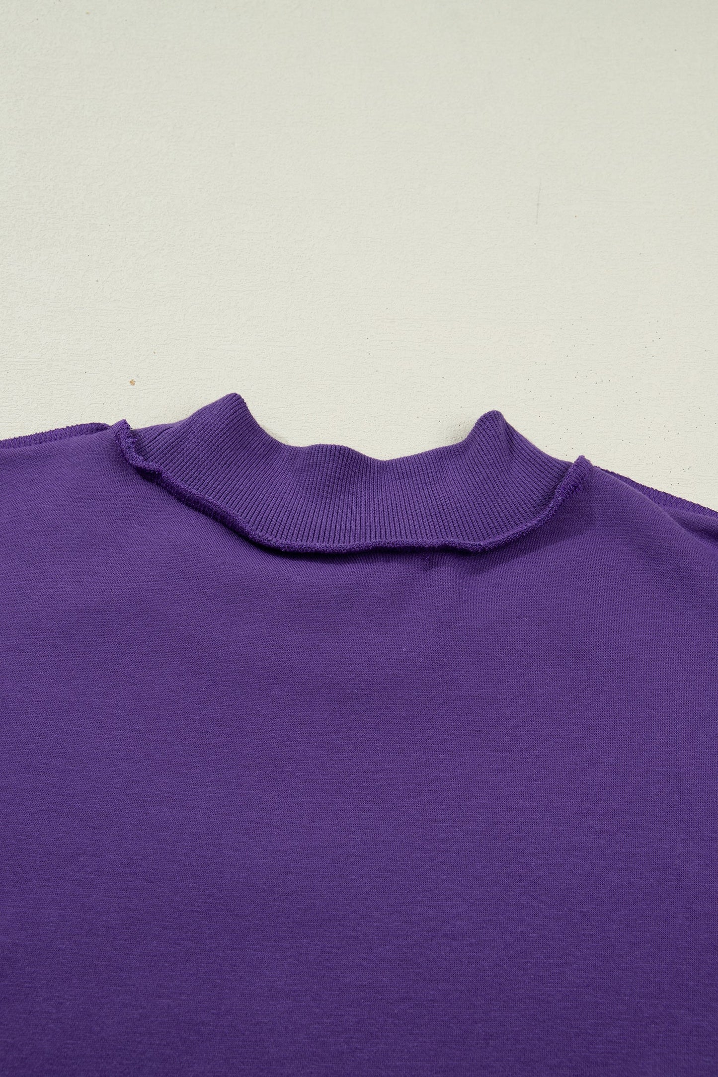 Solid Mock Neck Drop Shoulder Oversize Sweatshirt