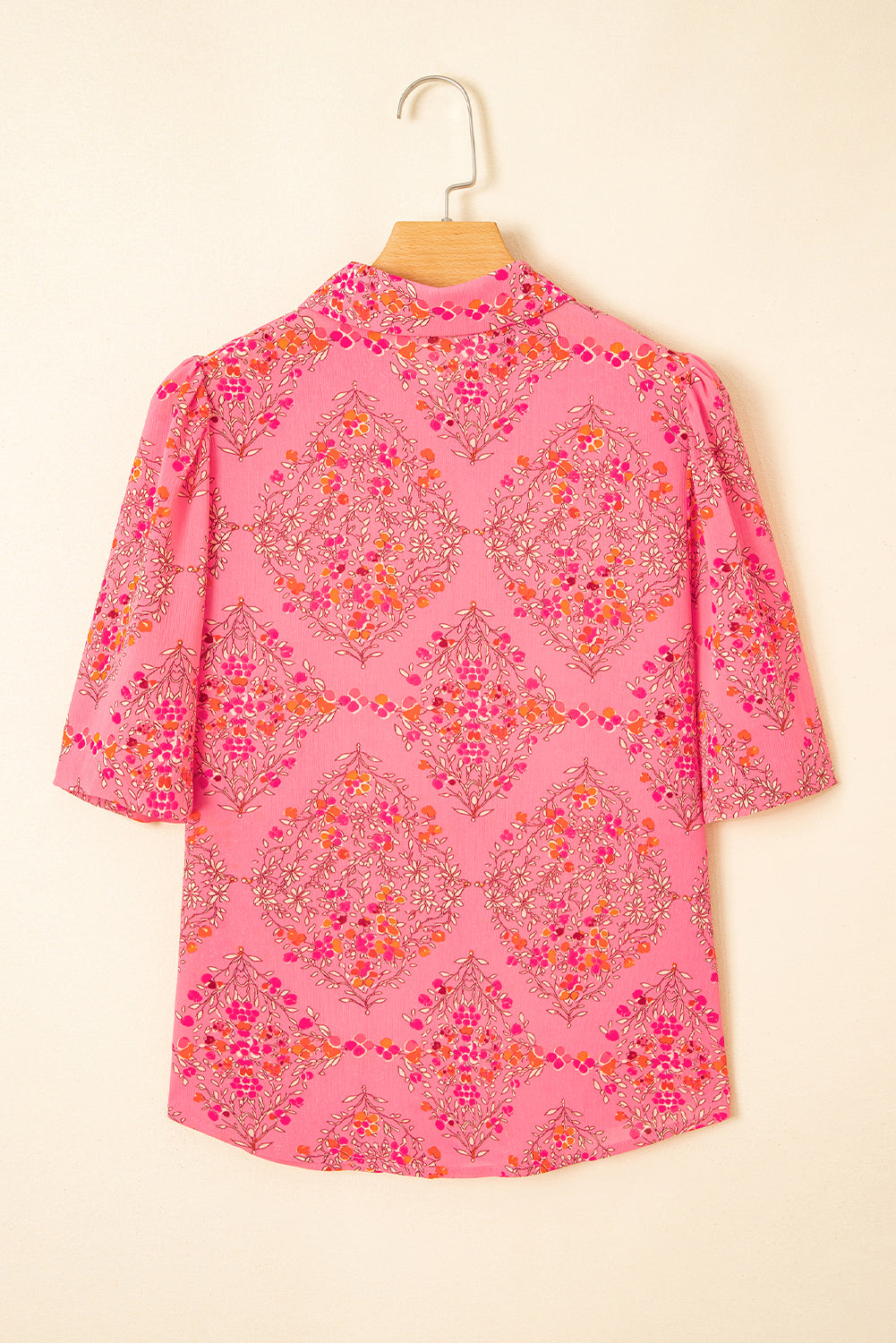 Floral Wide Short Sleeve Loose Shirt