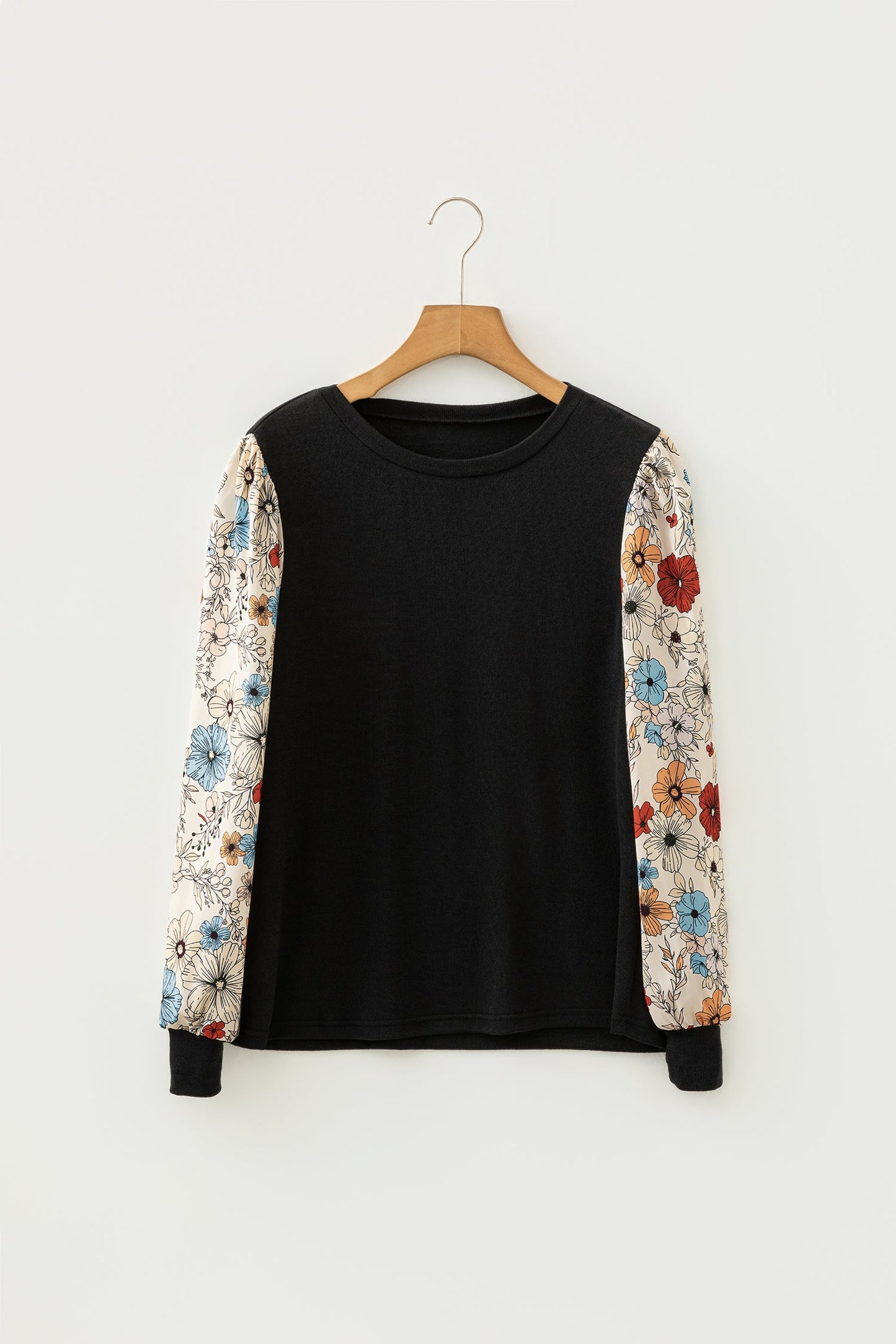 Leopard Puff Sleeve Patchwork Top