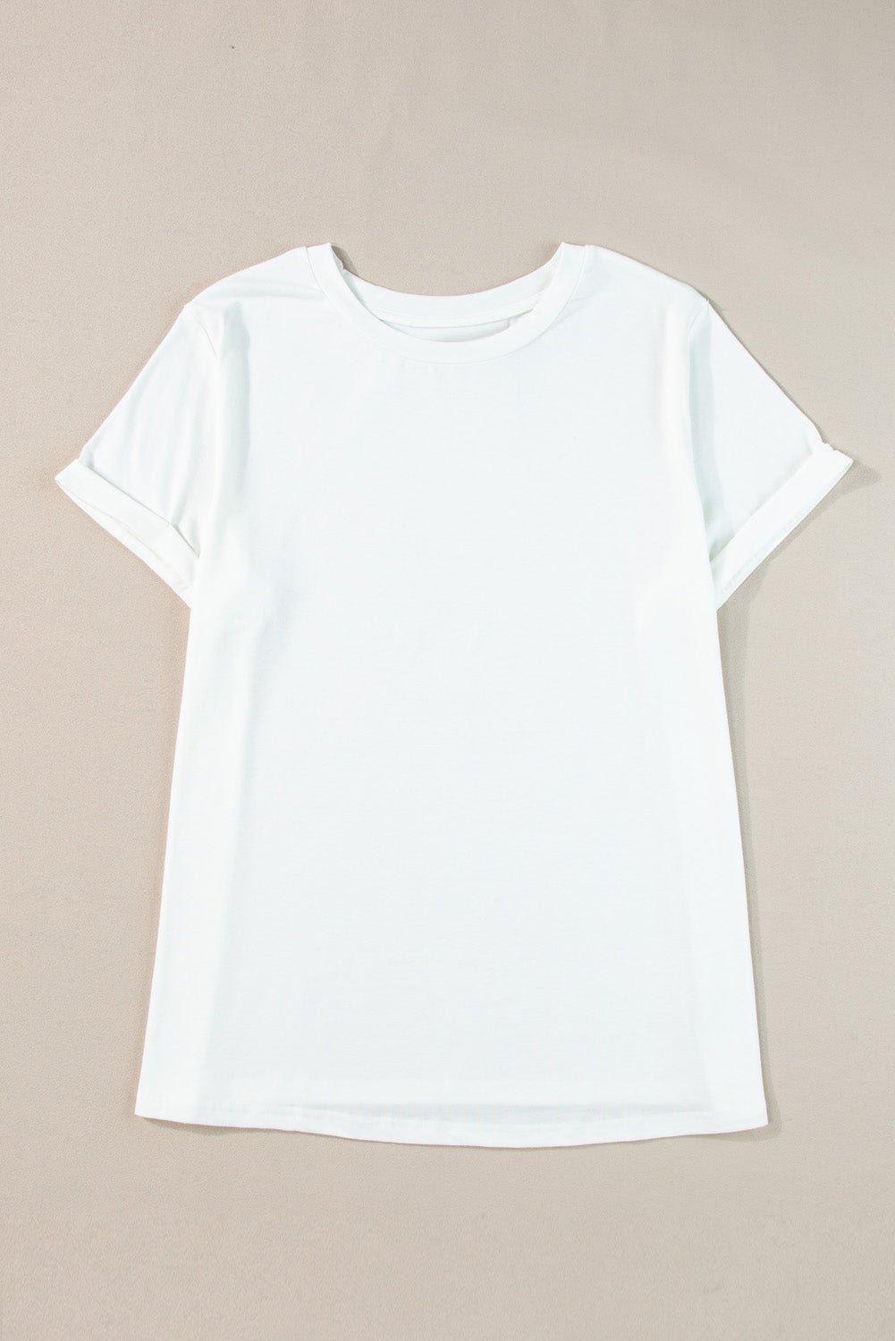 Plus Size Solid Rolled Short Sleeve T-Shirt