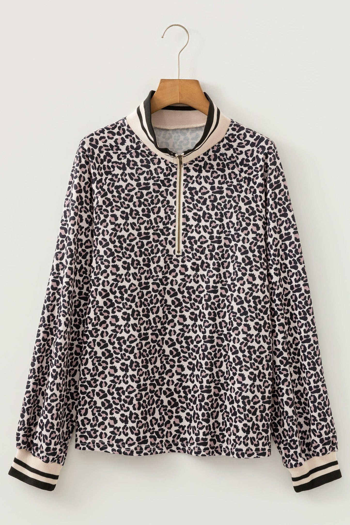Leopard Half Zip-Up Blouse