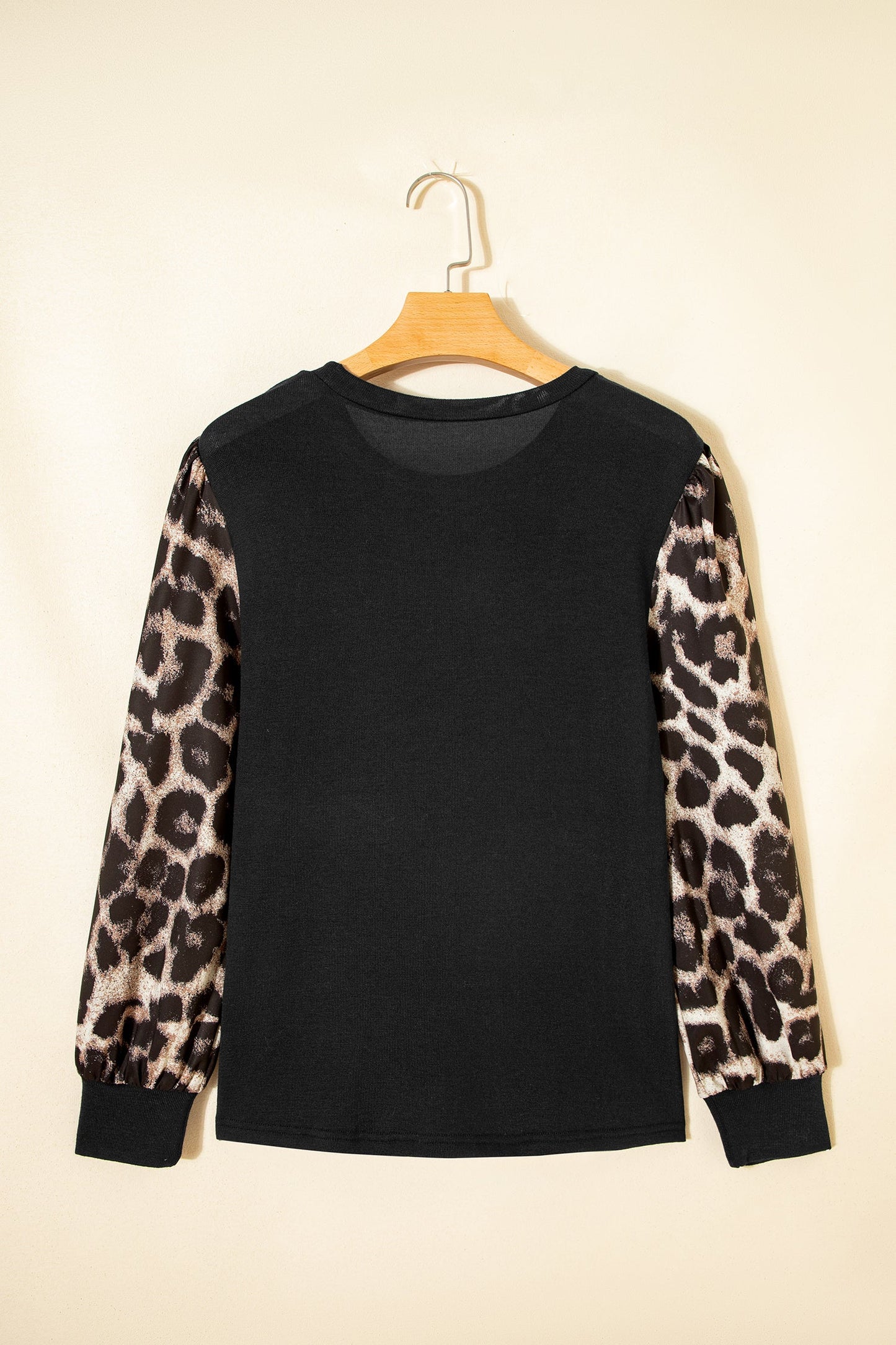 Leopard Puff Sleeve Patchwork Top