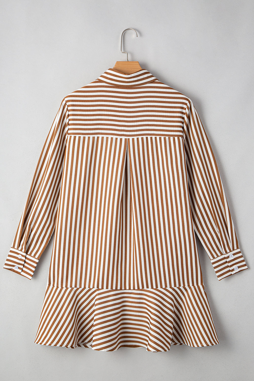 Stripe Ruffle Hem Long Sleeve Mini Dress