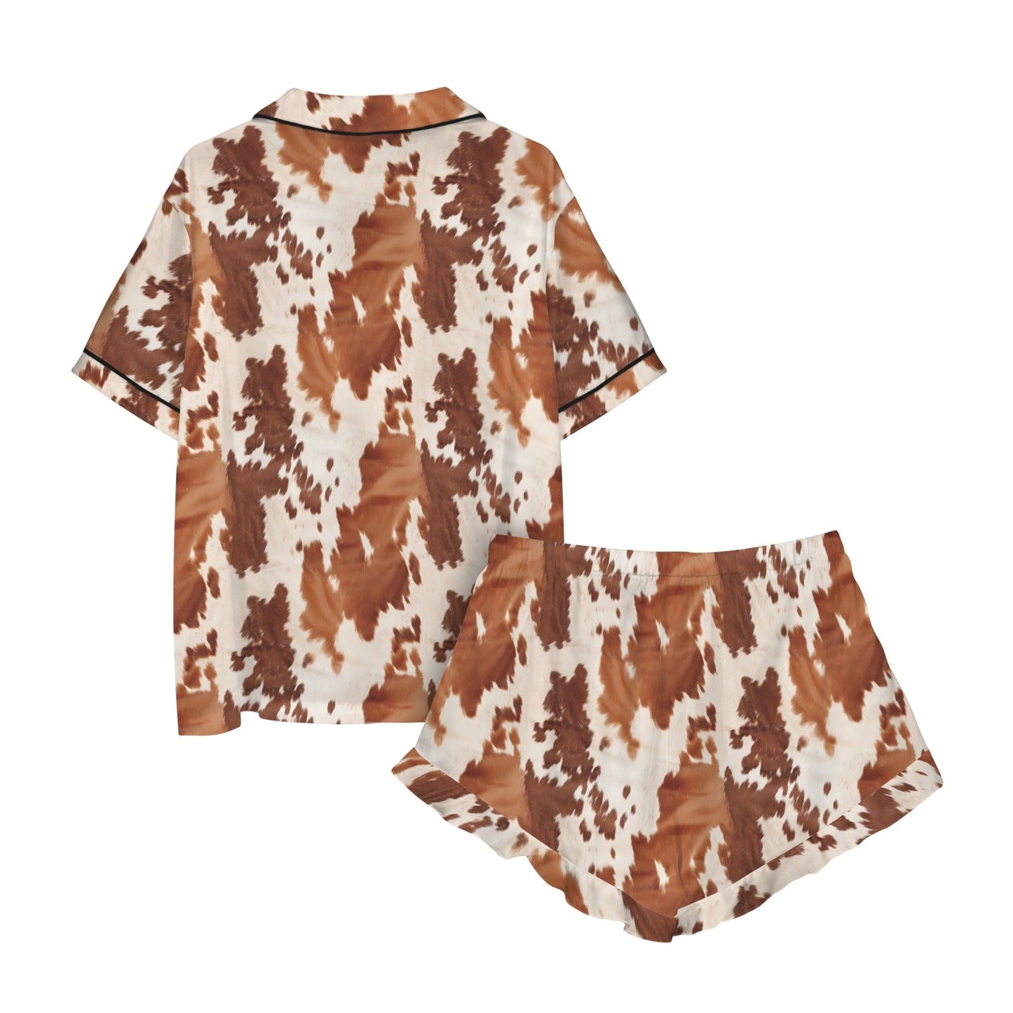 Cow Hide Print Western Cowgirl Satin Pajama Set