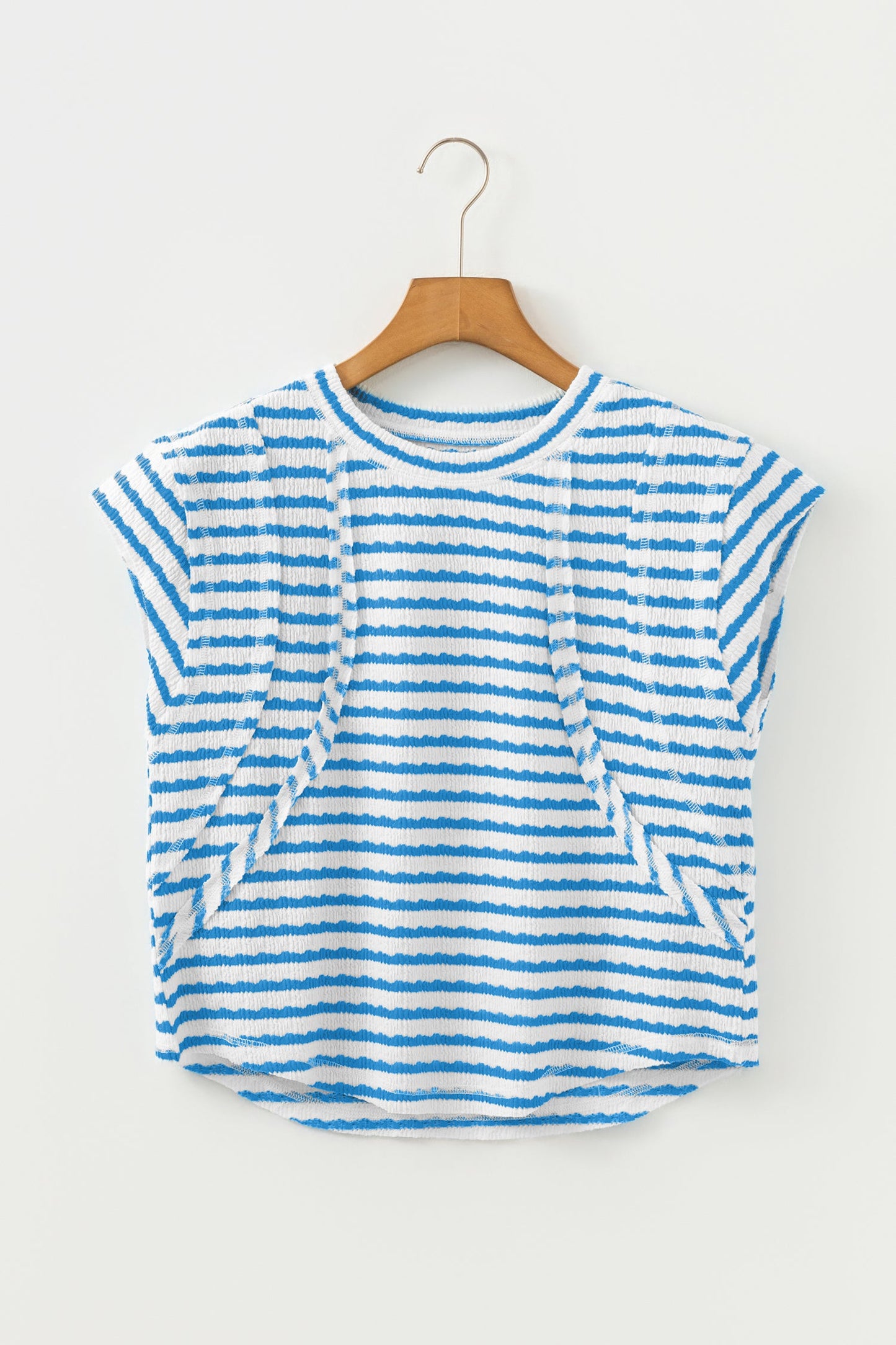 Stripe Textured Patchwork Short Sleeve T-Shirt