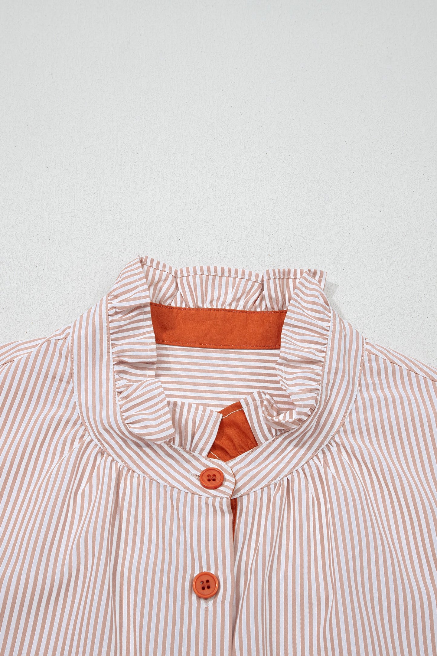 Stripe Colorblock Patchwork Frilled Collar Shirt