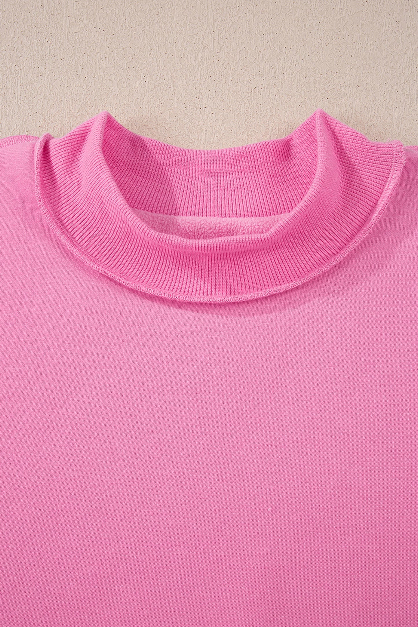 Solid Mock Neck Drop Shoulder Oversize Sweatshirt