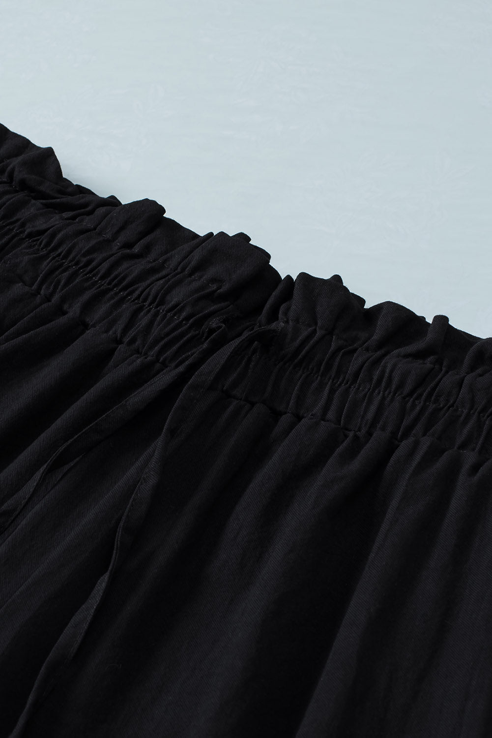 Solid Paperbag Waist Straight Leg Cropped Pants