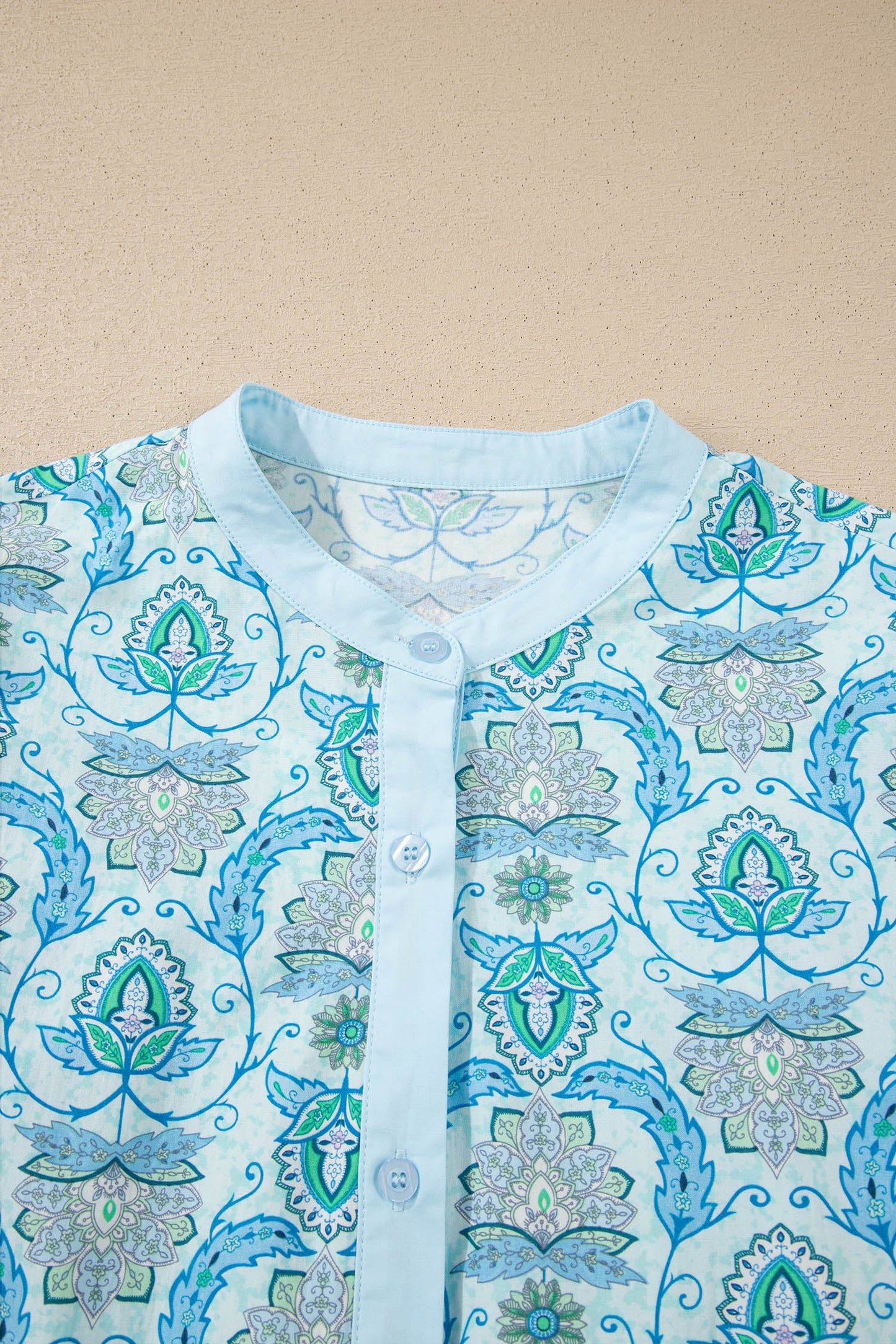 Paisley Long Puff Sleeve Buttoned Shirt