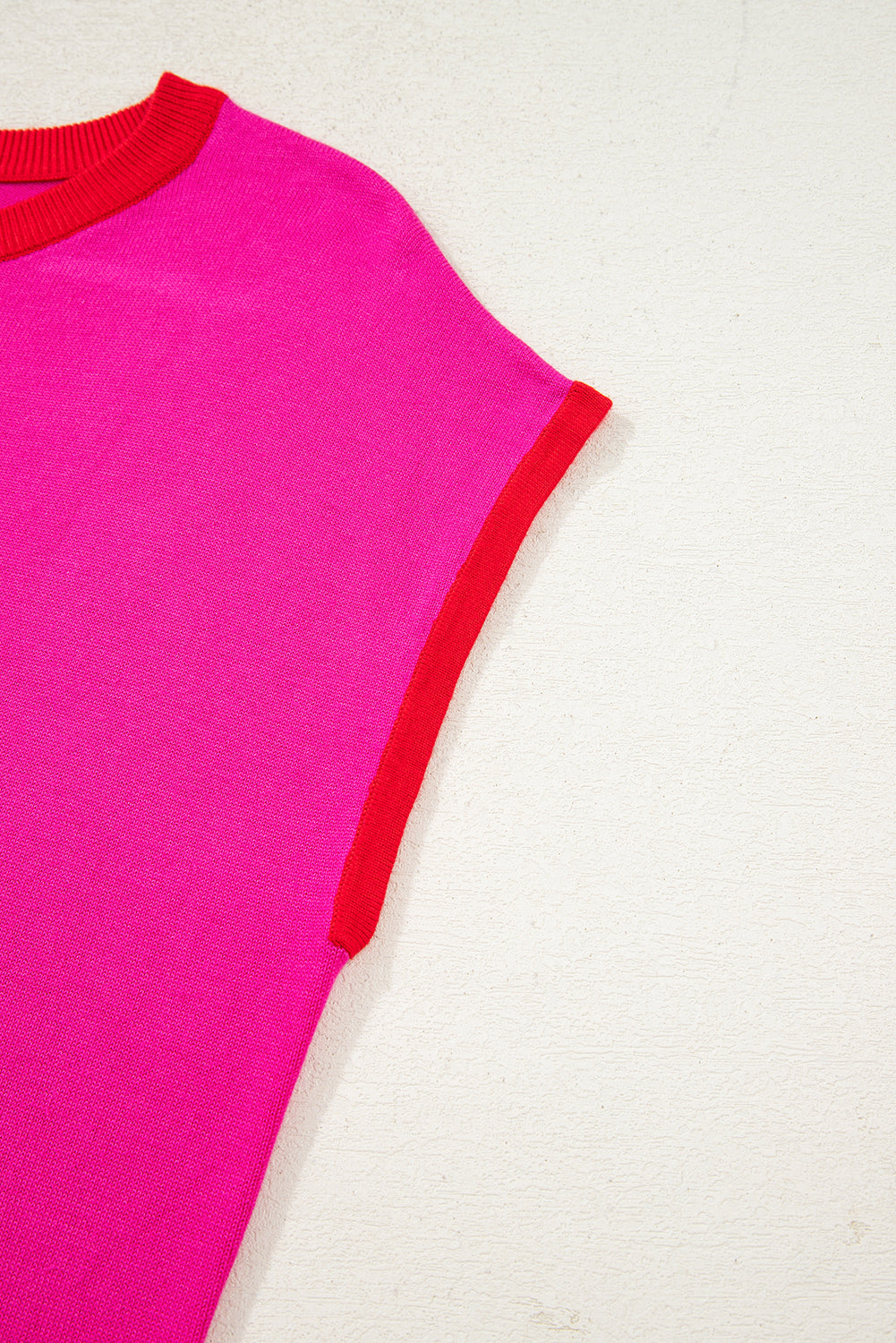 Contrast Trim Crewneck Short Sleeve Sweater