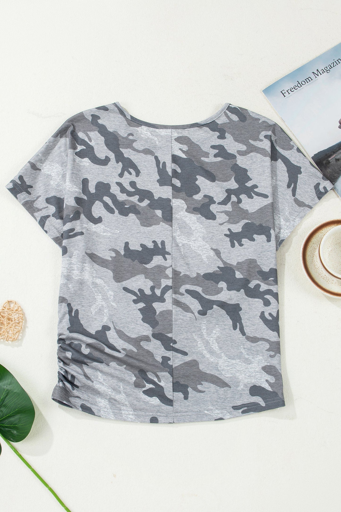 Camo Short Sleeve Round Neck T-Shirt