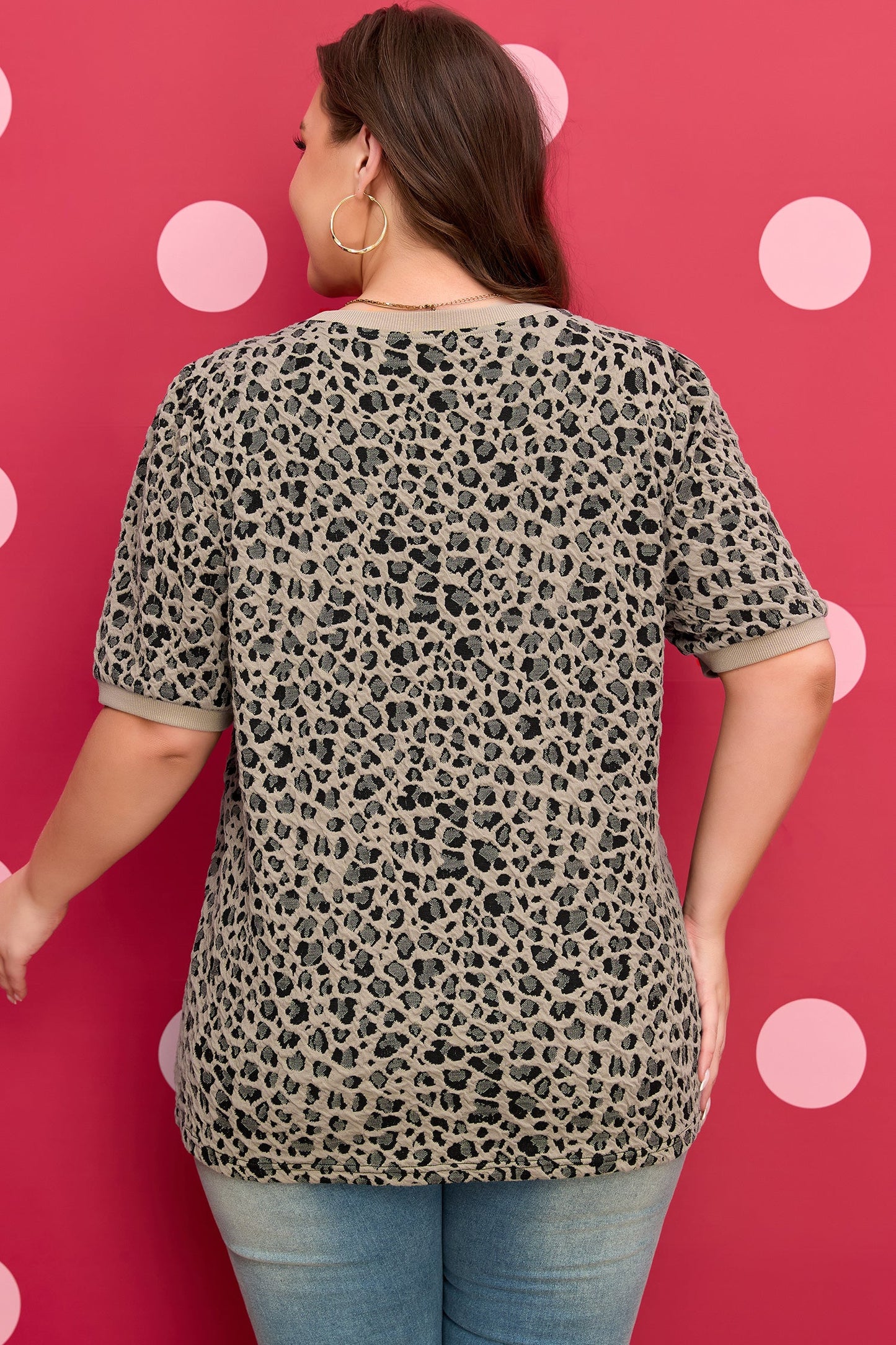Plus Size Leopard Textured T-Shirt