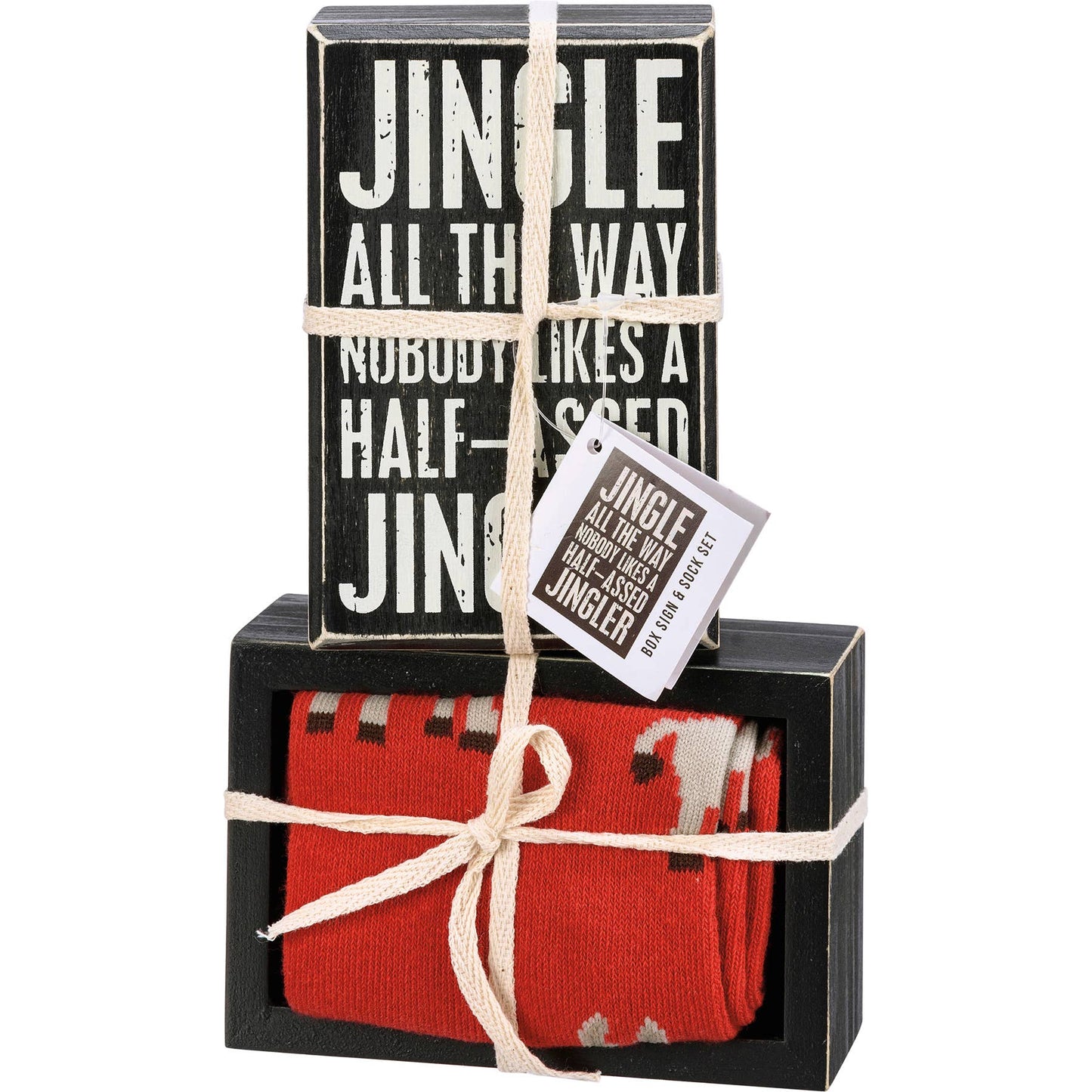 Jingle All The Way Box Sign And Sock Set