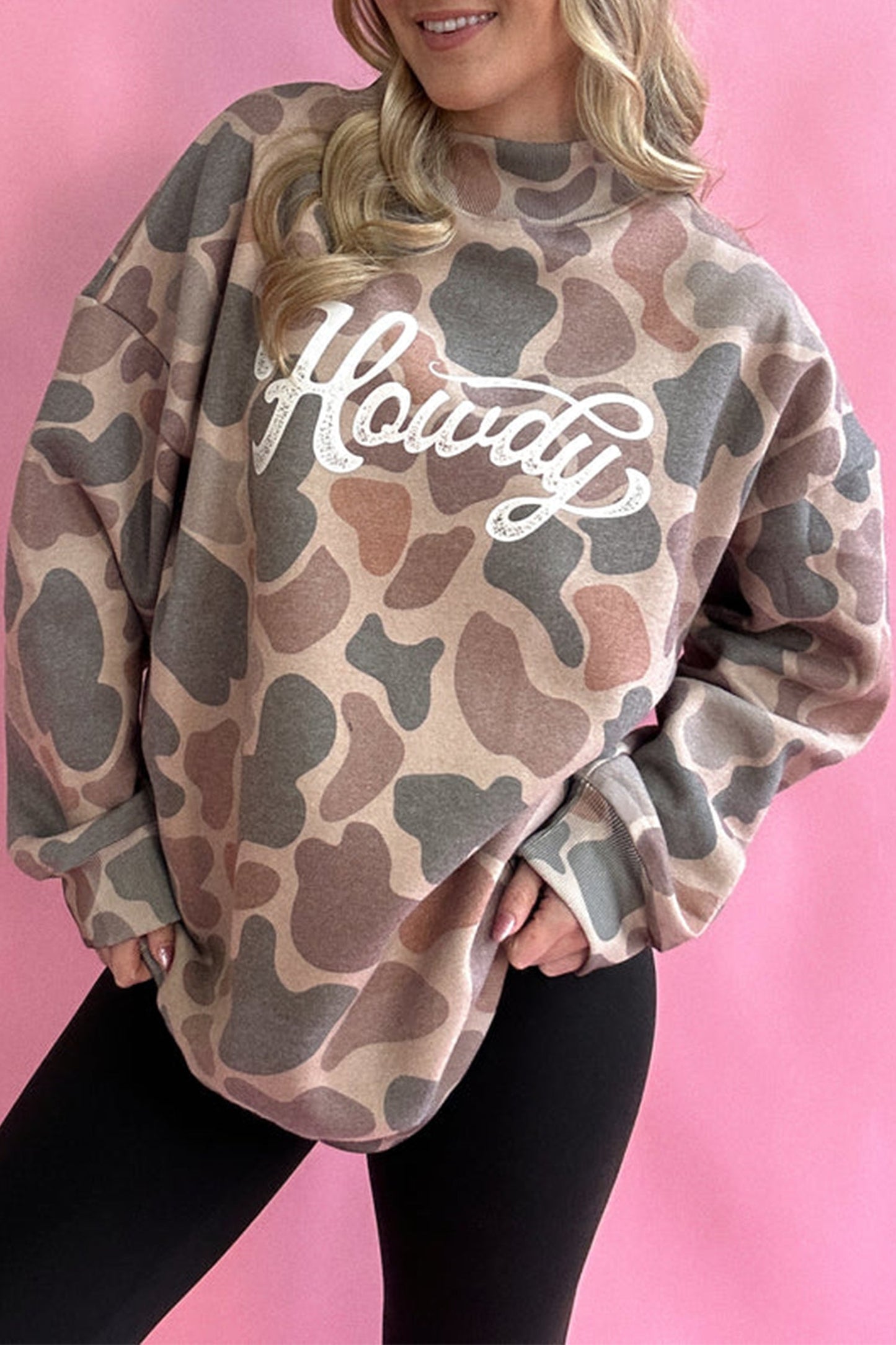 Western Howdy Camo Baggy Pullover Sweatshirt